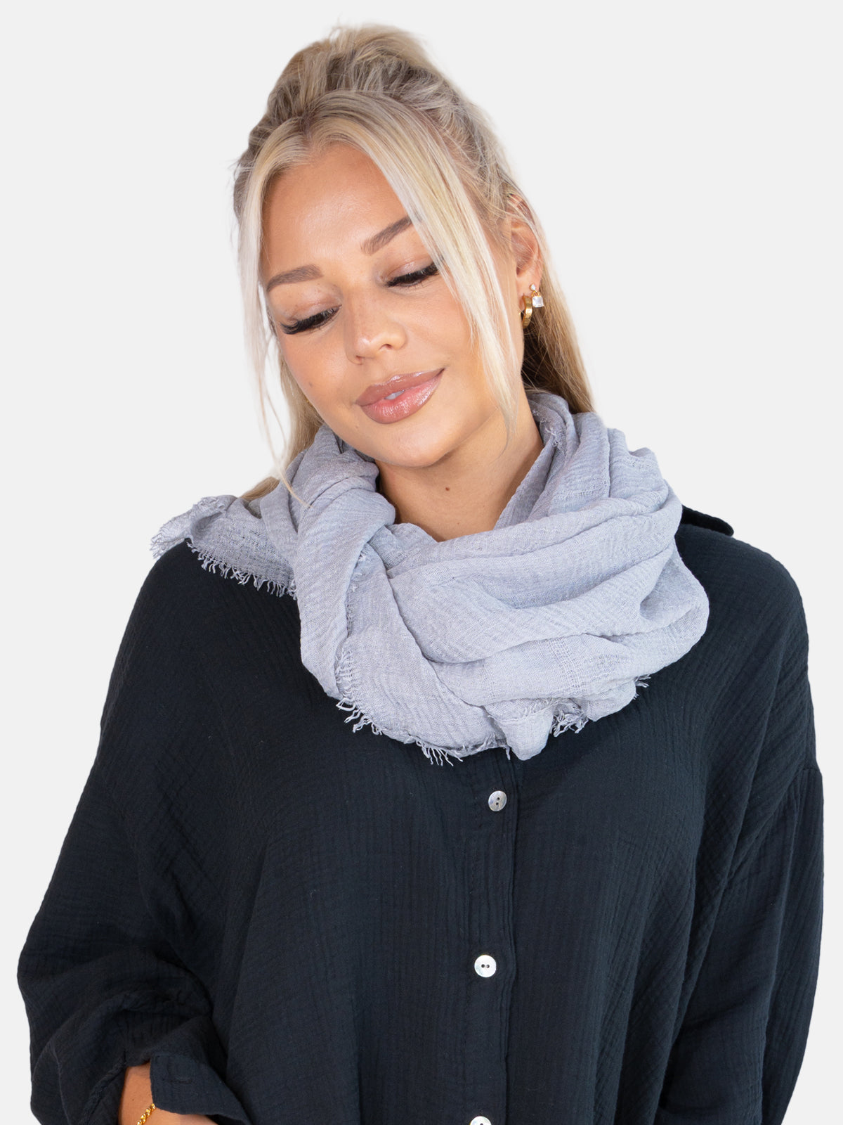 Schal gewellt, dünn & leicht - grau - Isabella