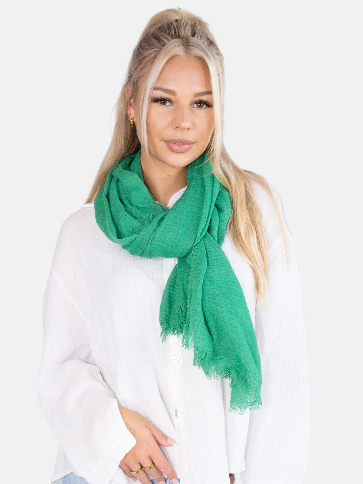 Schal gewellt, dünn & leicht - grün - Isabella