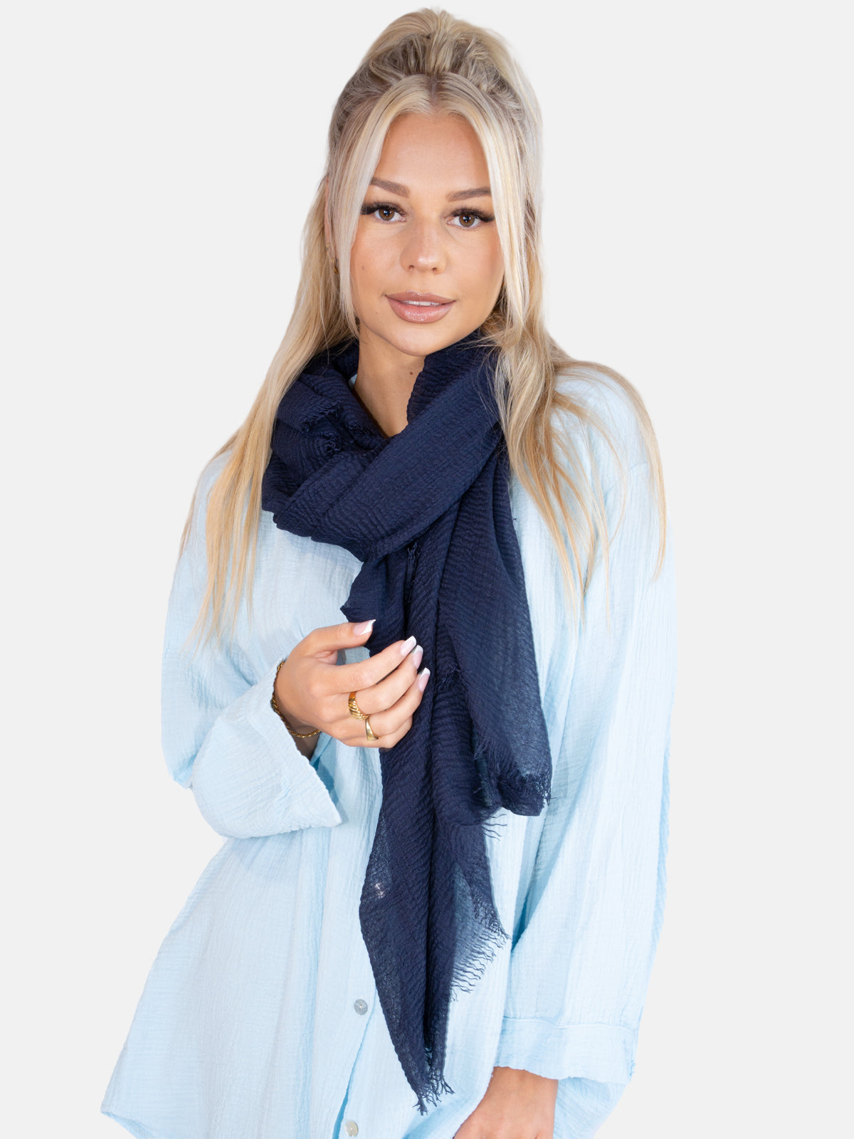 Schal gewellt, dünn & leicht - marineblau - Isabella