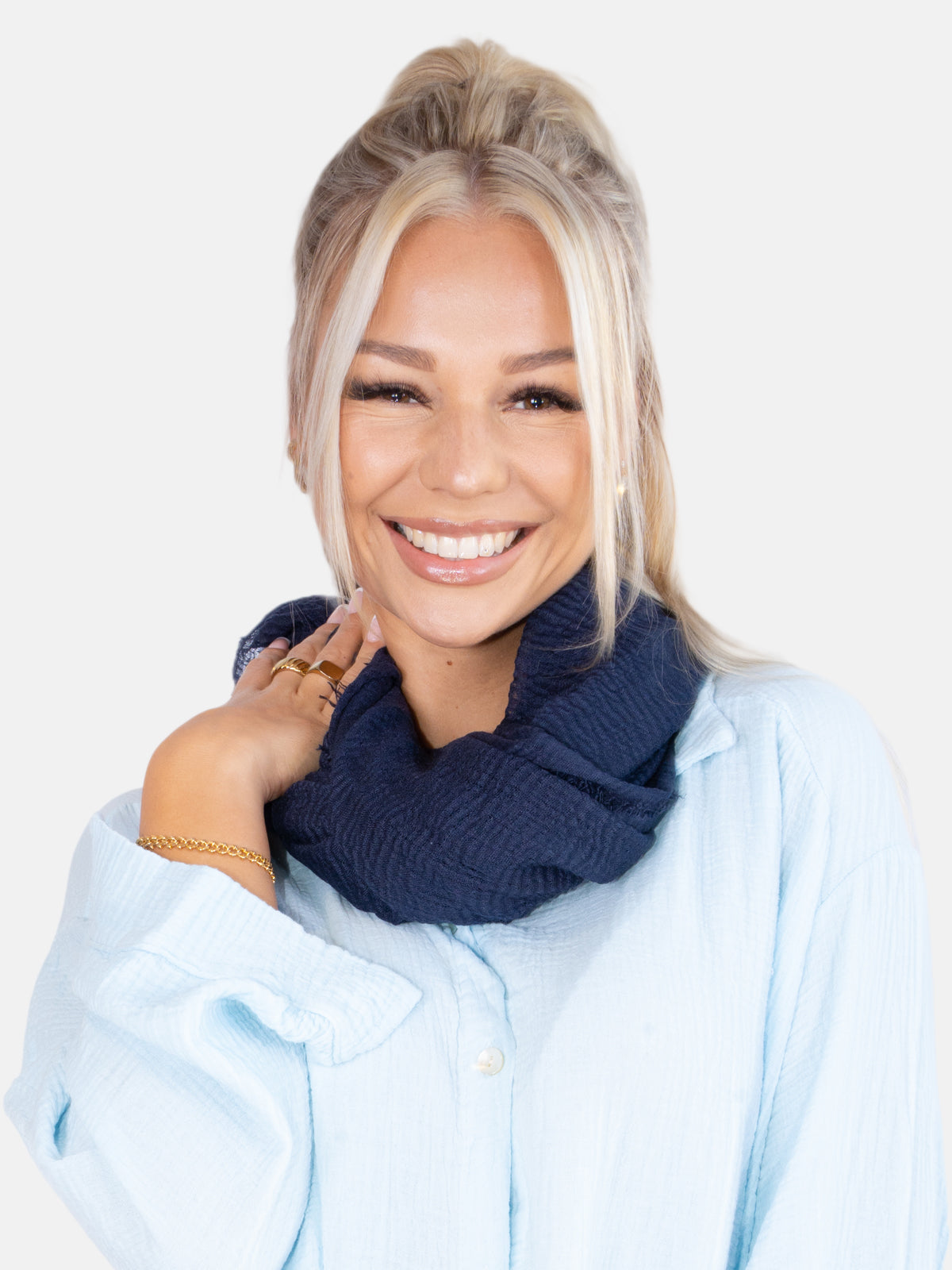 Schal gewellt, dünn & leicht - marineblau - Isabella