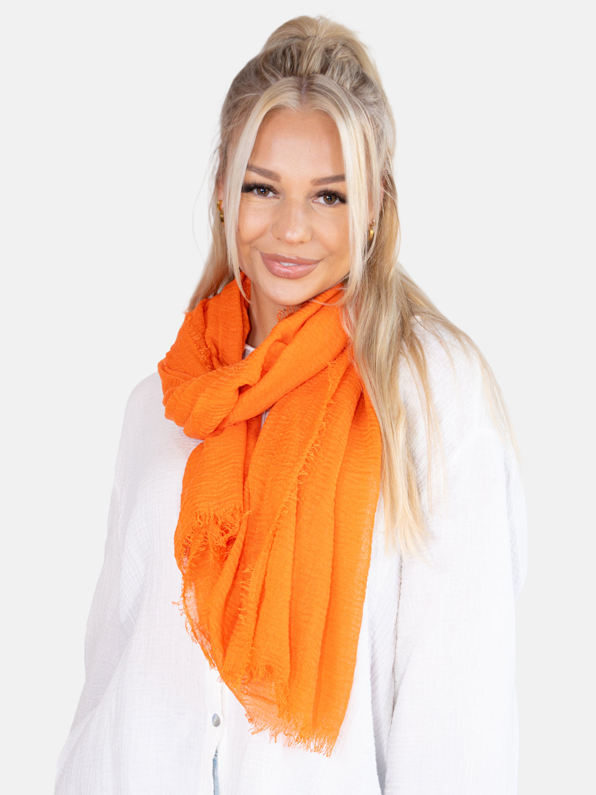 Schal gewellt, dünn & leicht - orange - Isabella