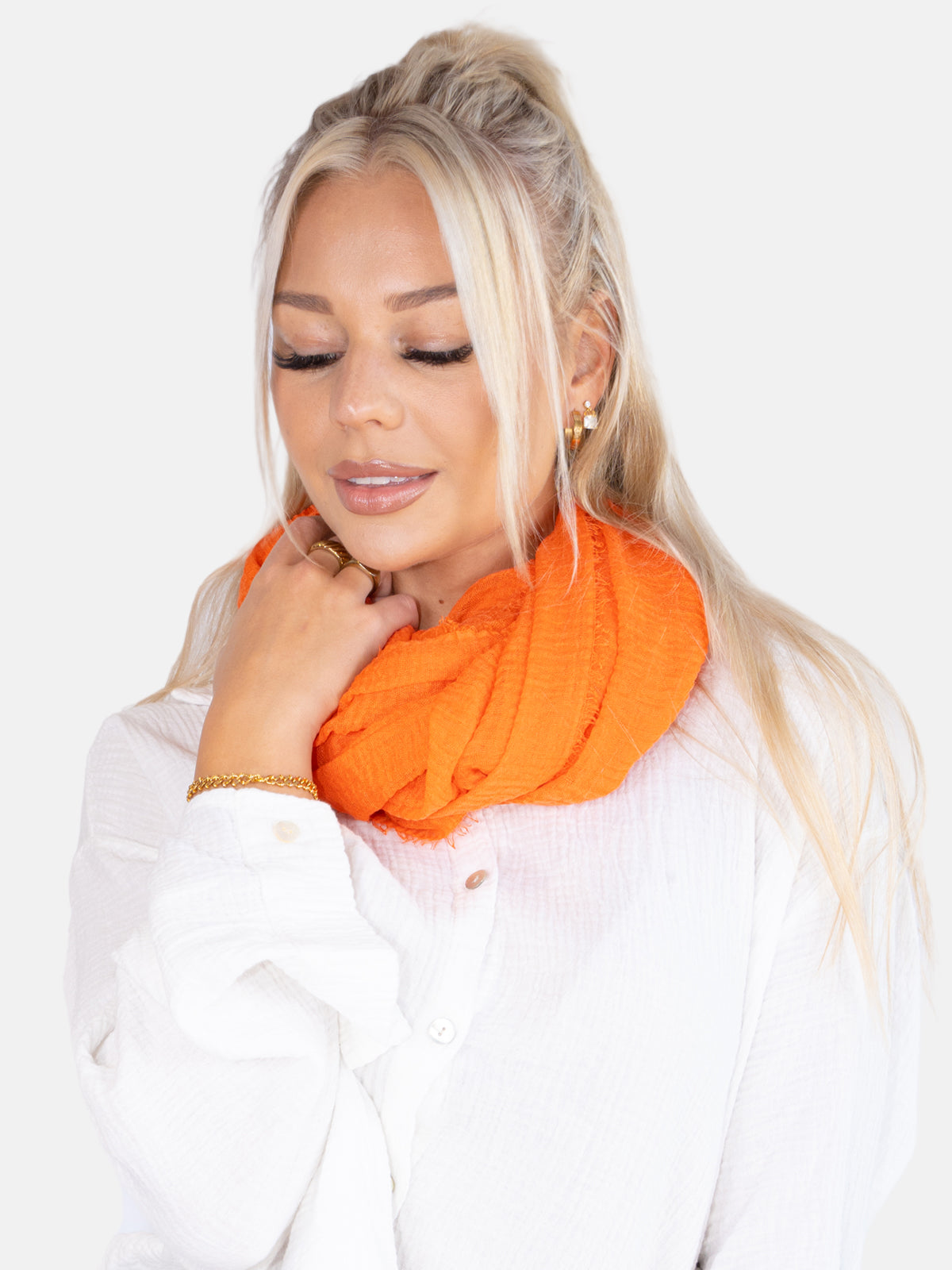 Schal gewellt, dünn & leicht - orange - Isabella
