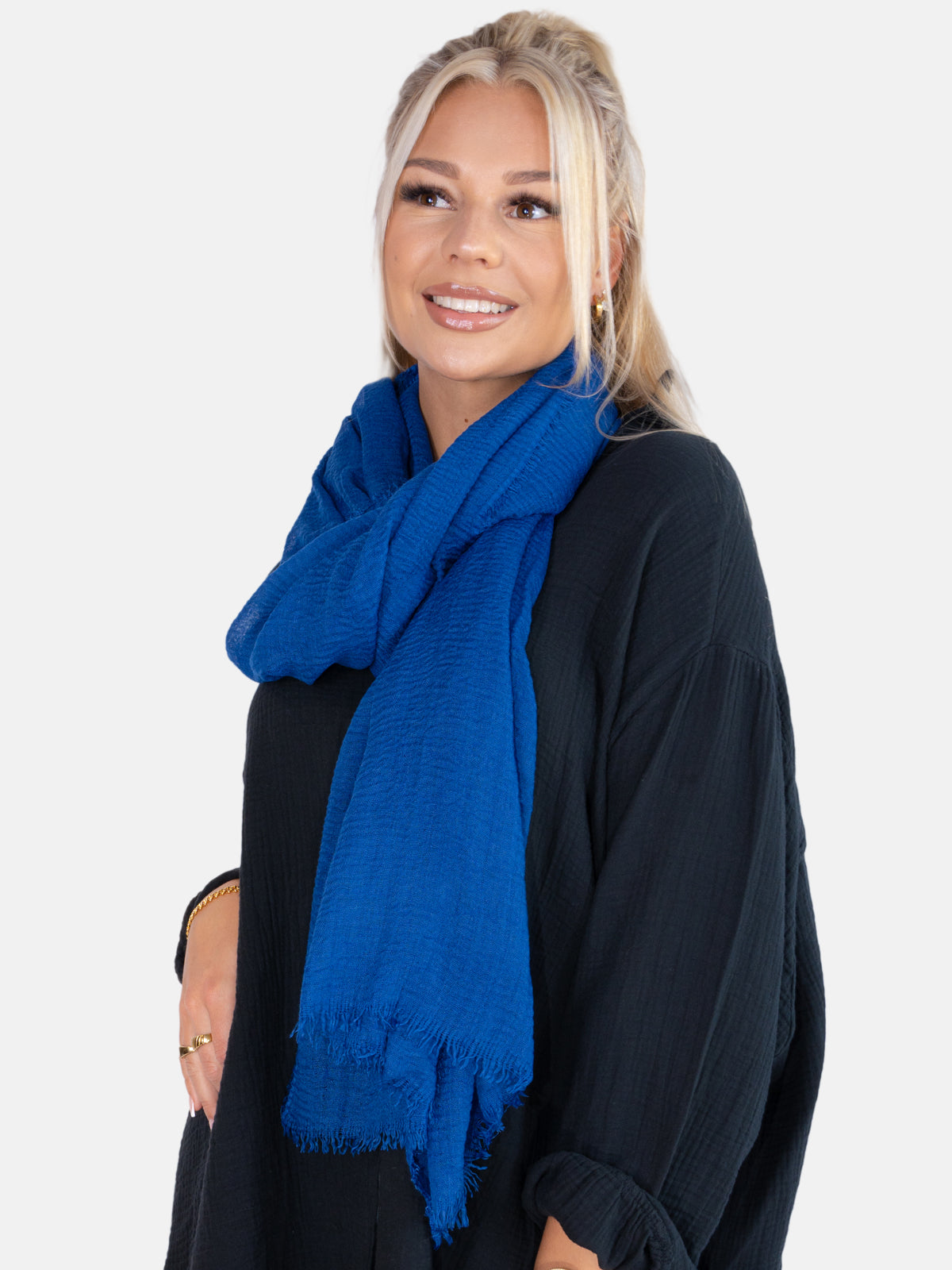 Schal gewellt, dünn & leicht - royalblau - Isabella