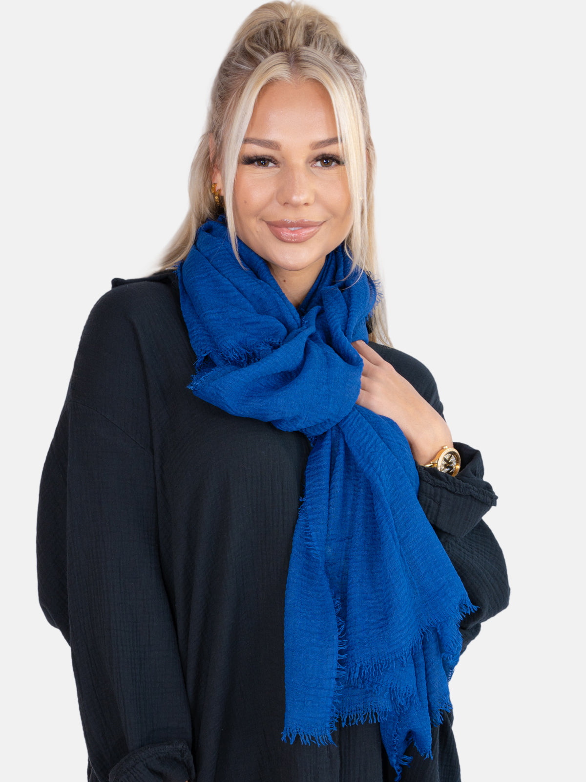 Schal gewellt, dünn & leicht - royalblau - Isabella