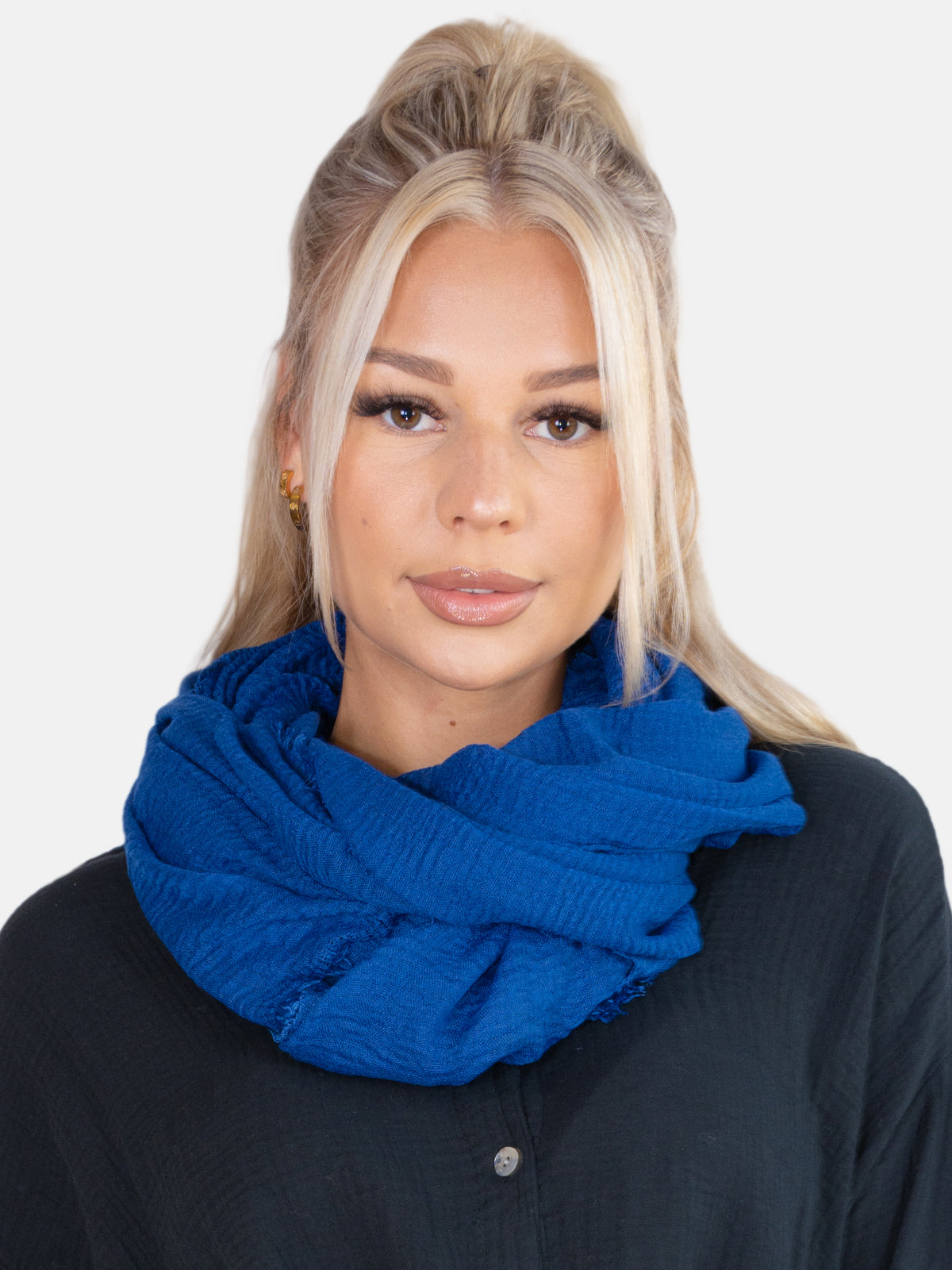 Schal gewellt, dünn & leicht - royalblau - Isabella