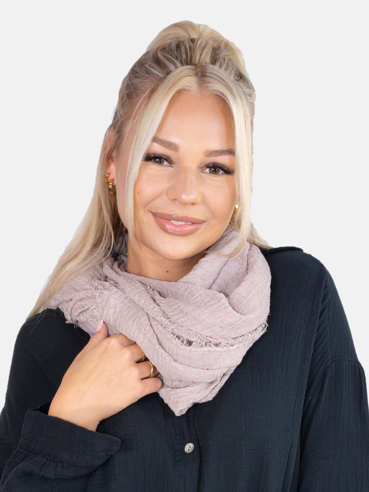 Schal gewellt, dünn & leicht - cappuccino - Isabella