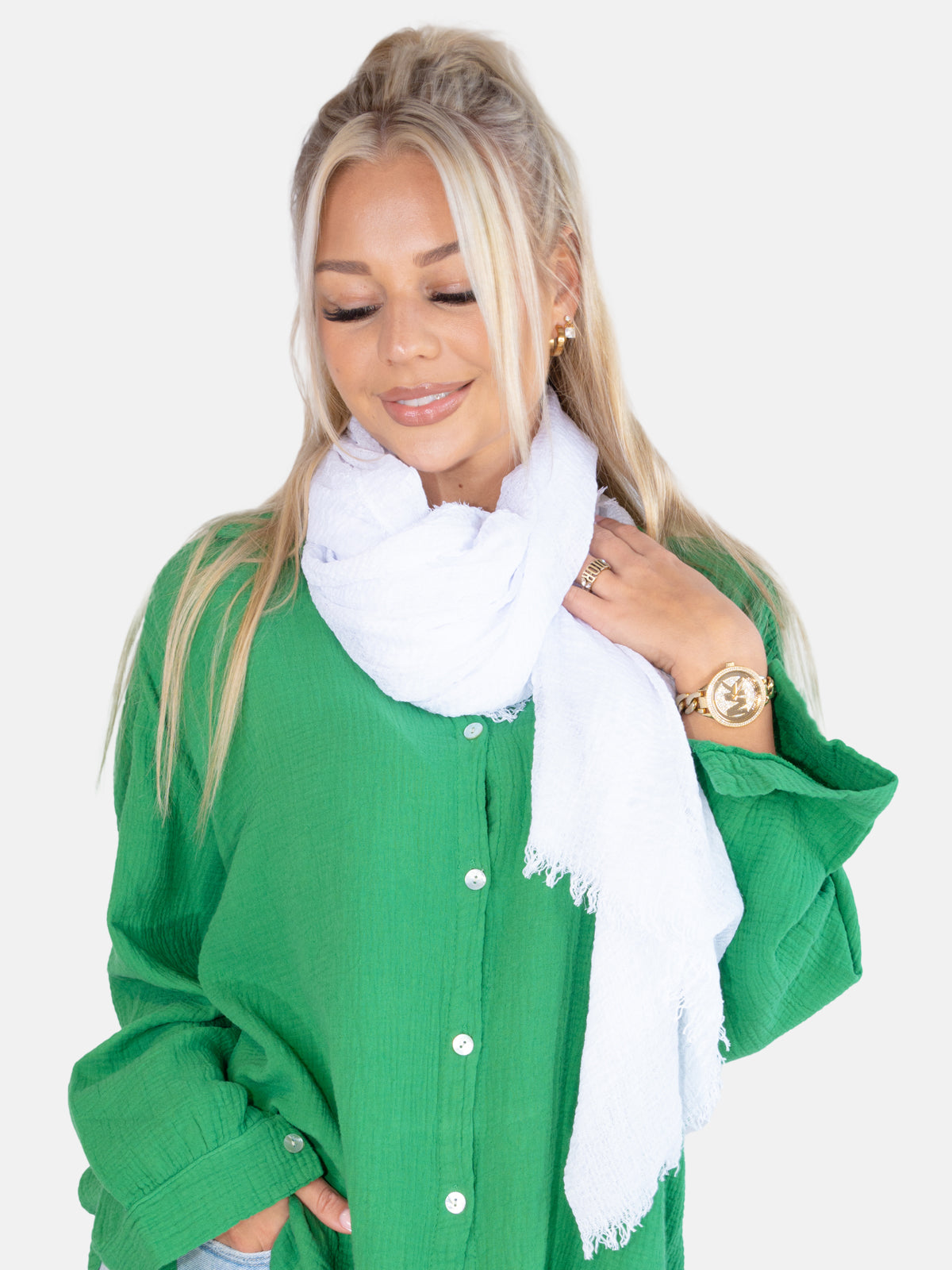 Schal gewellt, dünn & leicht - weiß - Isabella