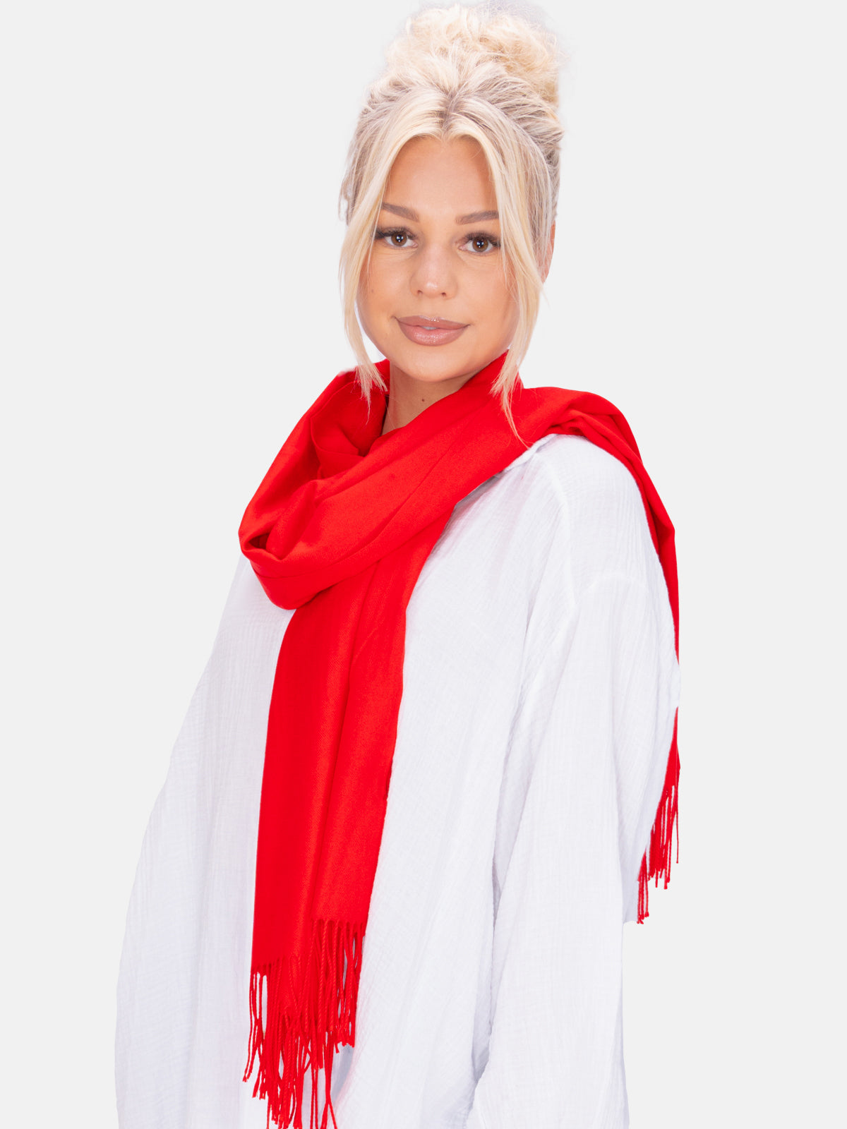 Leichter und weicher Uni Schal Unisex im angenehmen Kaschmir Mix - rot - Sophia