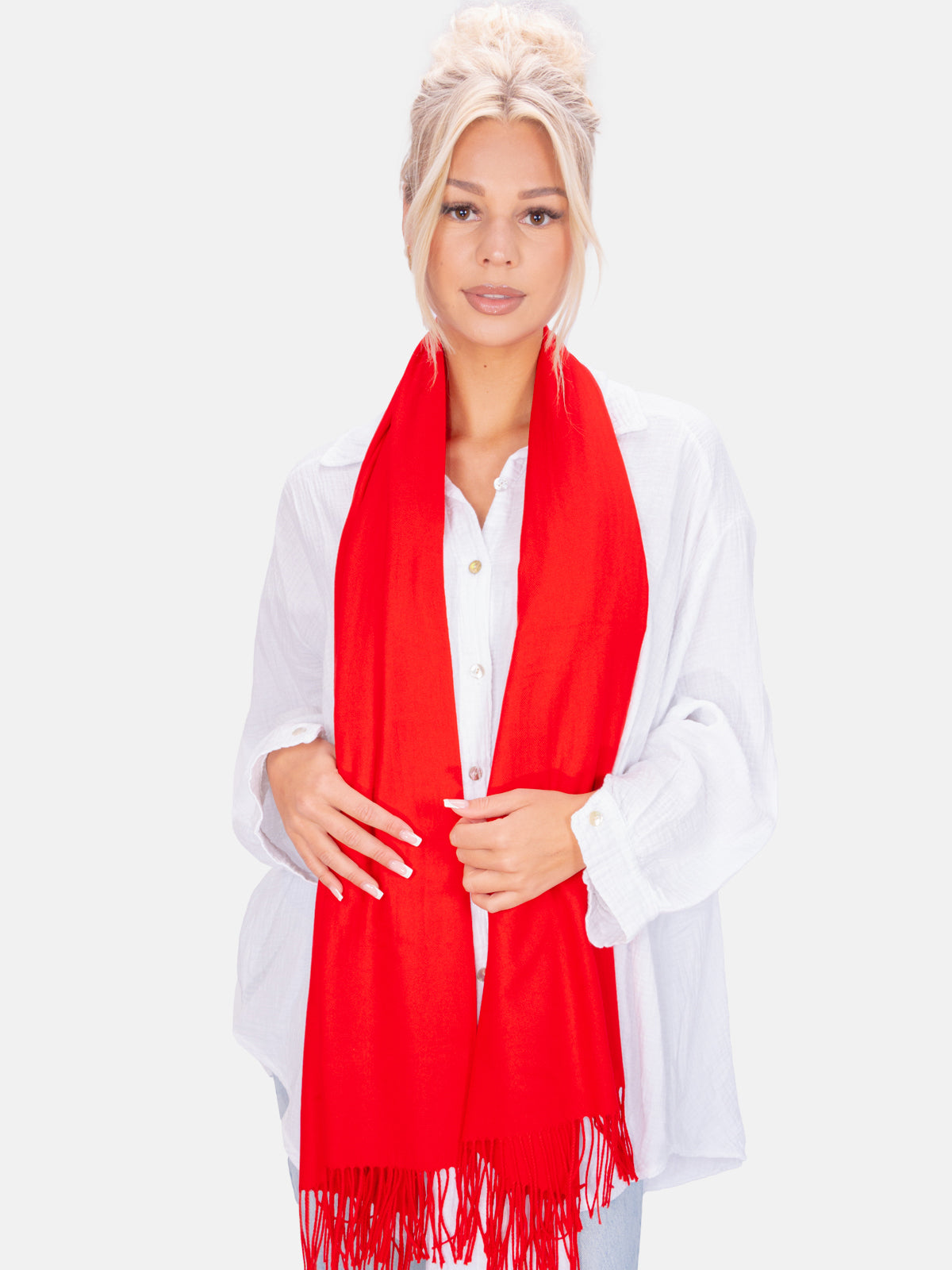 Leichter und weicher Uni Schal Unisex im angenehmen Kaschmir Mix - rot - Sophia