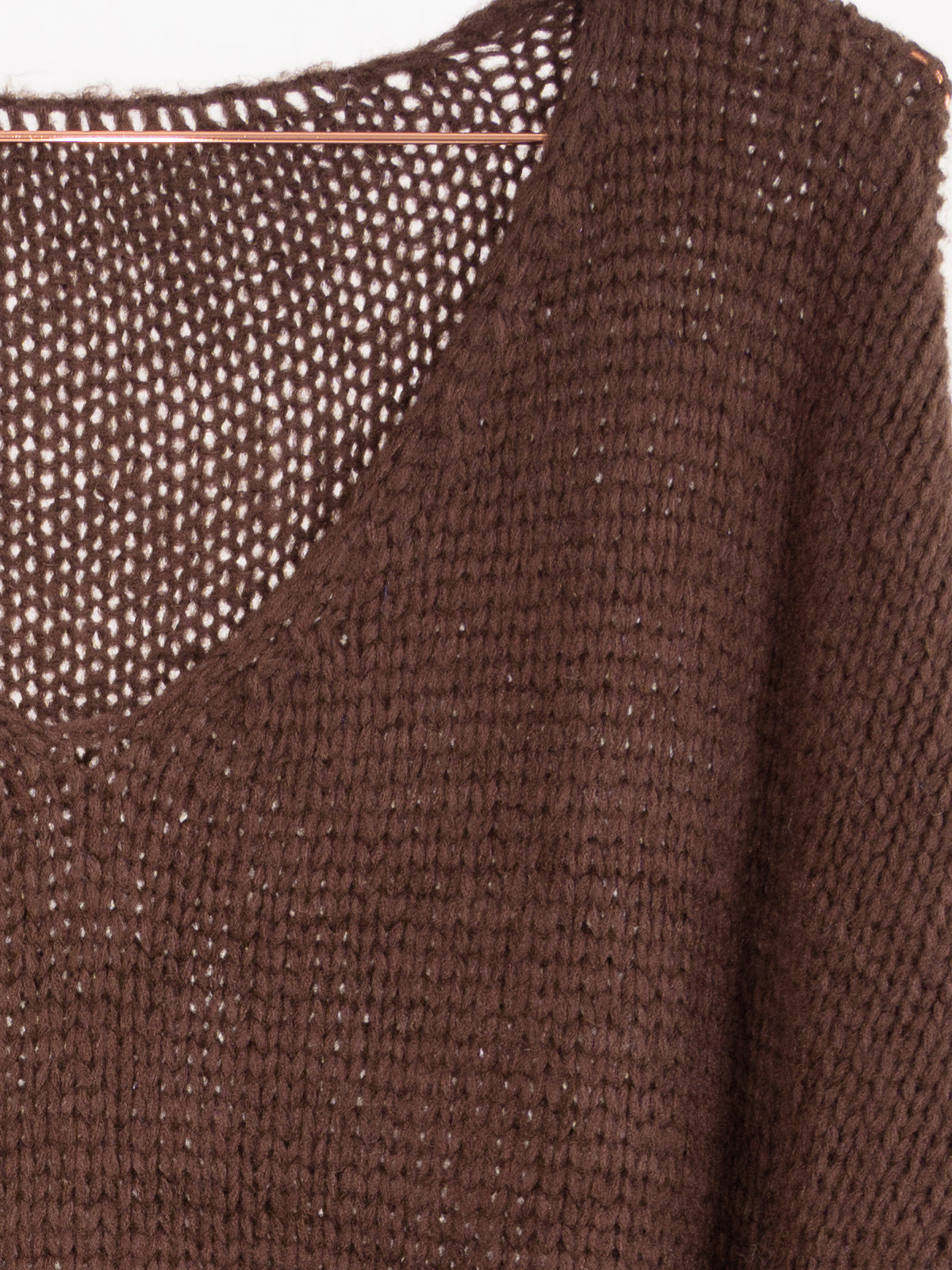 Langer Strick Pulli mit rundem Ausschnitt - Faela