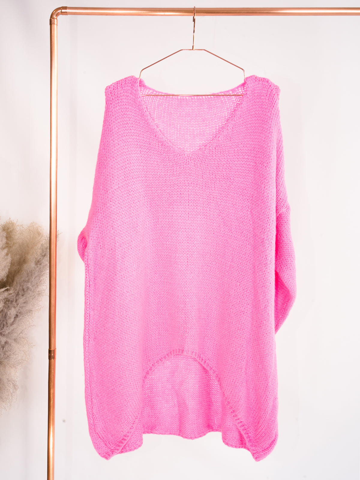 Langer Strick Pulli mit rundem Ausschnitt - Faela