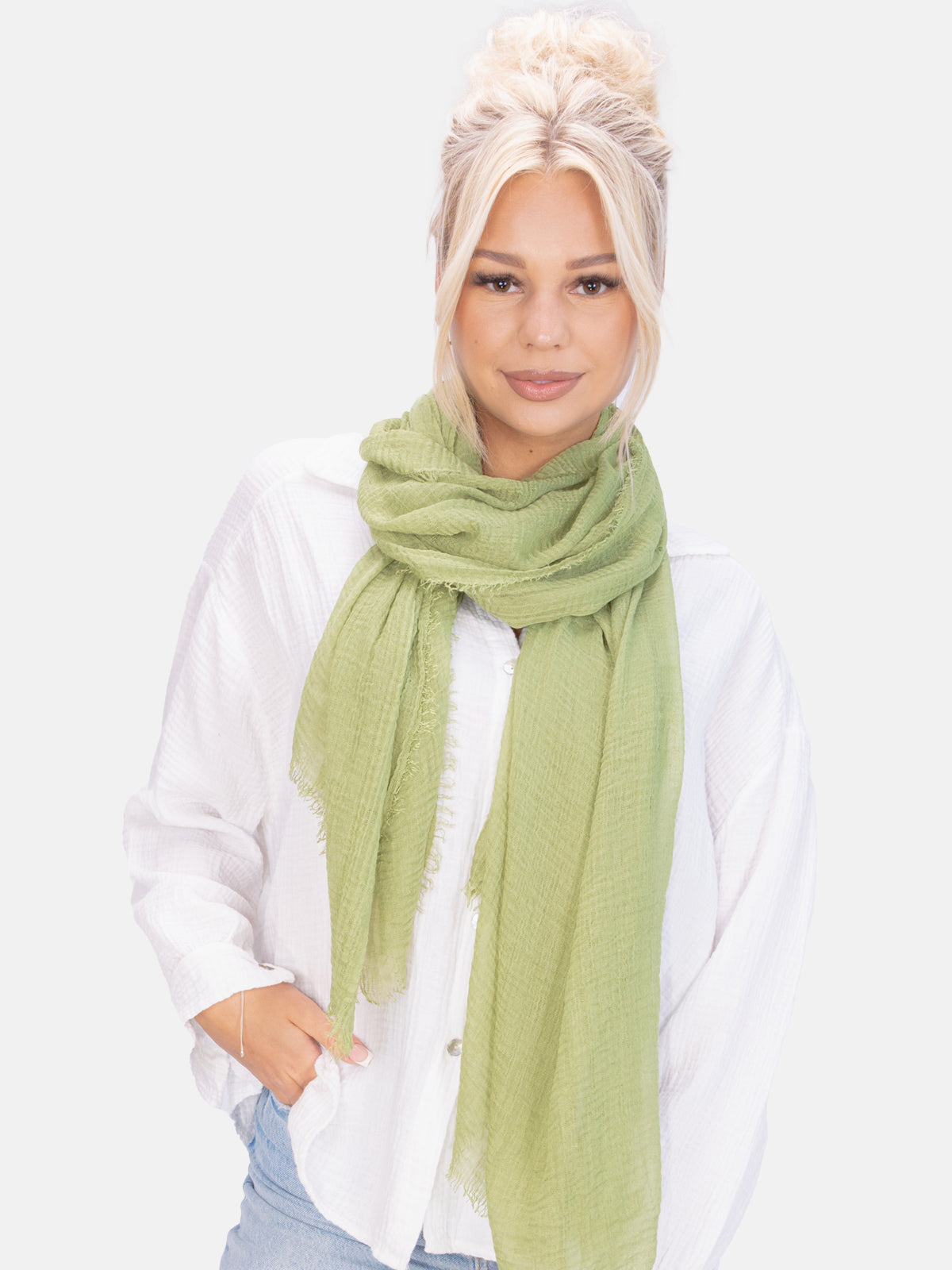 Schal gewellt, dünn & leicht - khaki - Isabella