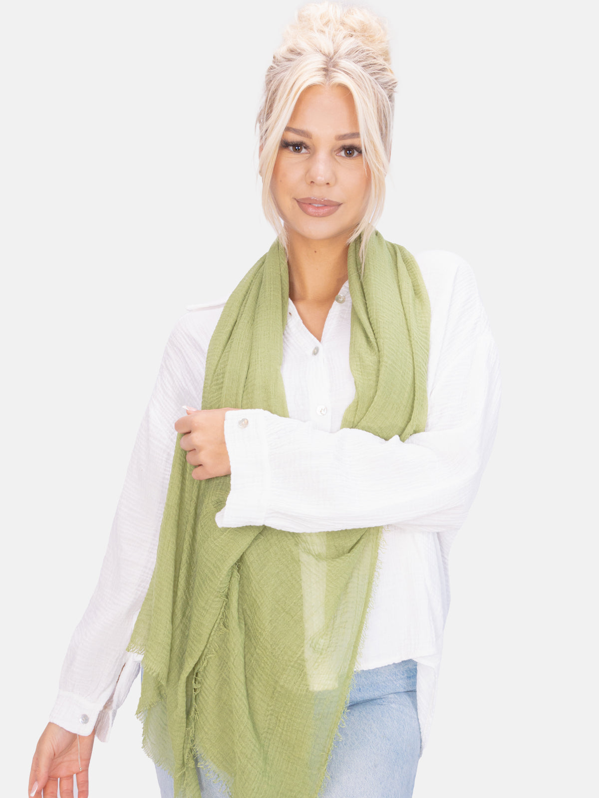 Schal gewellt, dünn & leicht - khaki - Isabella