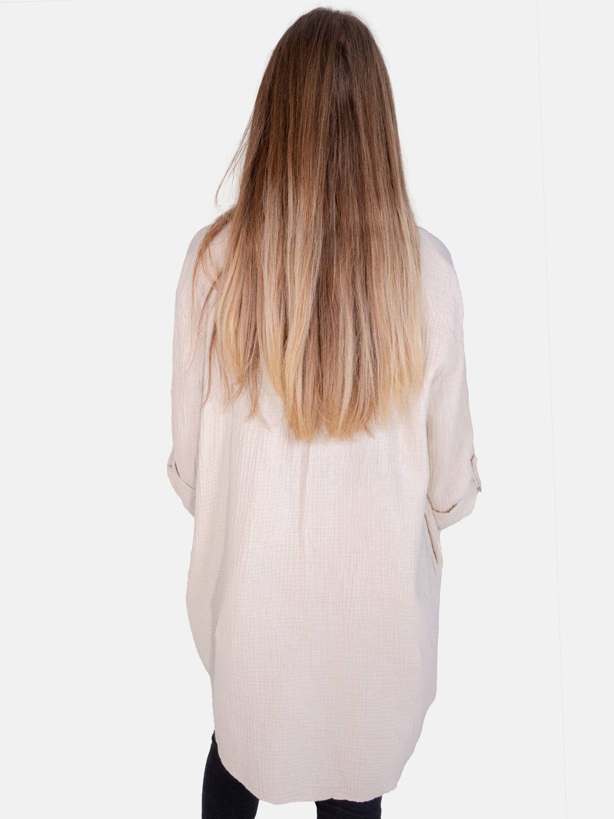 Musselinbluse mit Knopfverschluss & Taschen - beige - Jessy