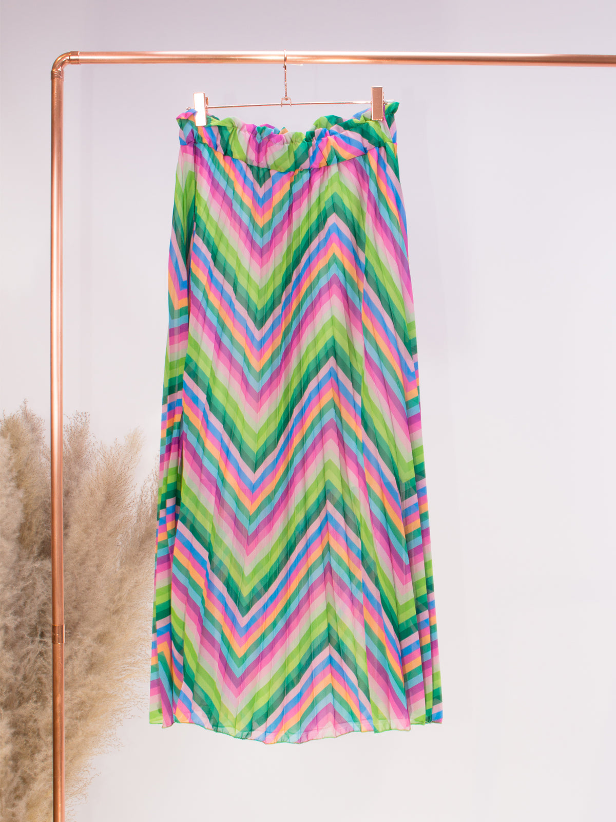 Plisse Rock Faltenrock mit bunten Streifen - bunt grün - Esta