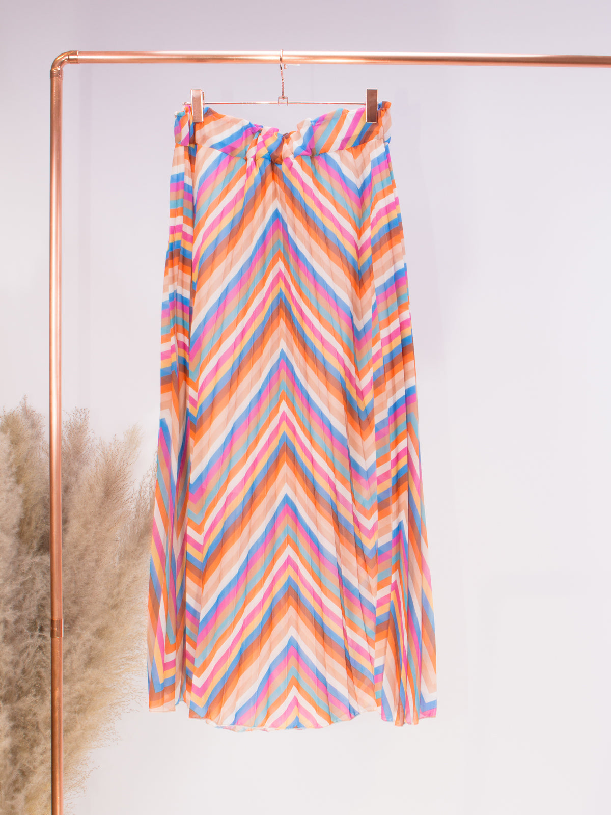 Plisse Rock Faltenrock mit bunten Streifen - bunt blau - Esta