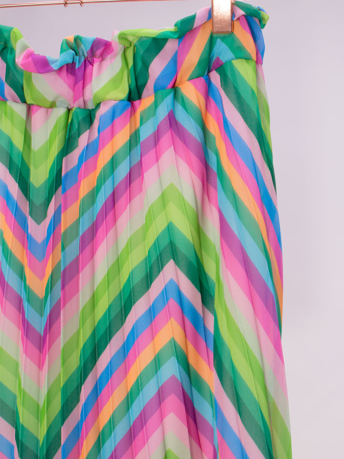Plisse Rock Faltenrock mit bunten Streifen - bunt grün - Esta