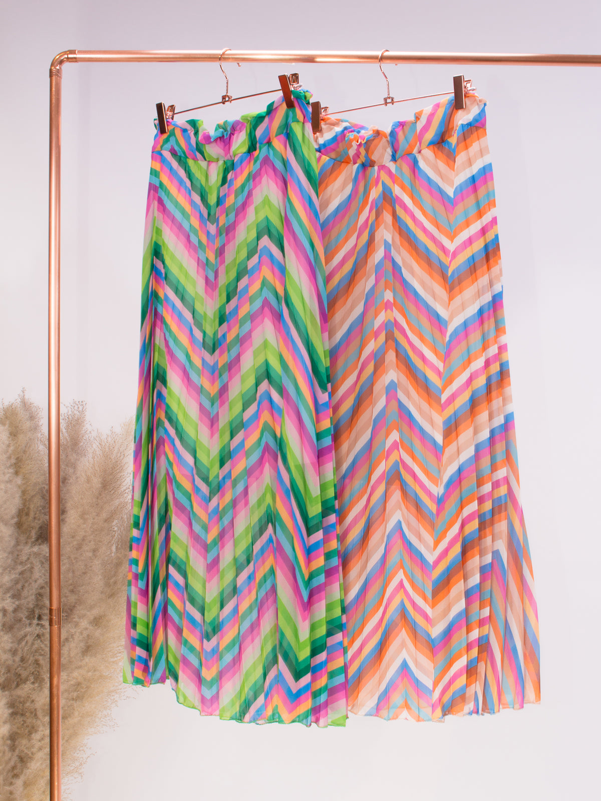 Plisse Rock Faltenrock mit bunten Streifen - bunt blau - Esta