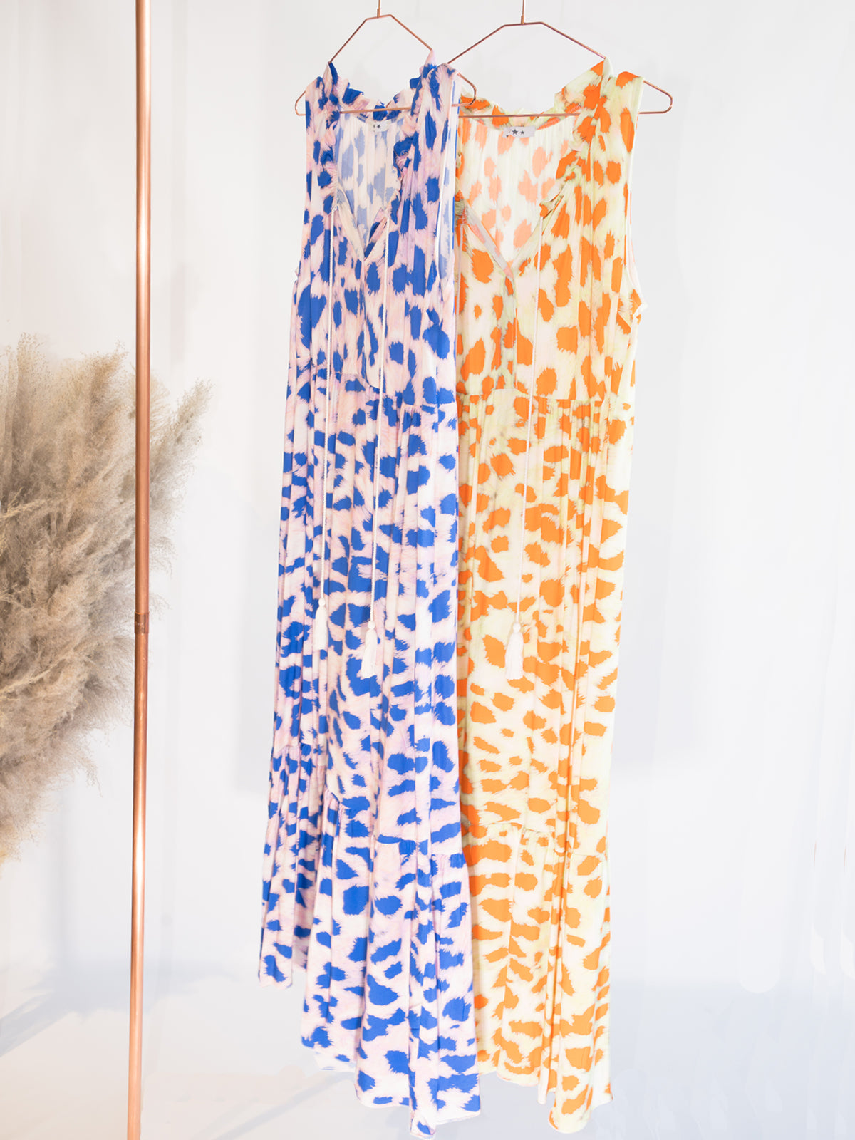 Langes, ärmelloses Kleid - grün orange - Mila