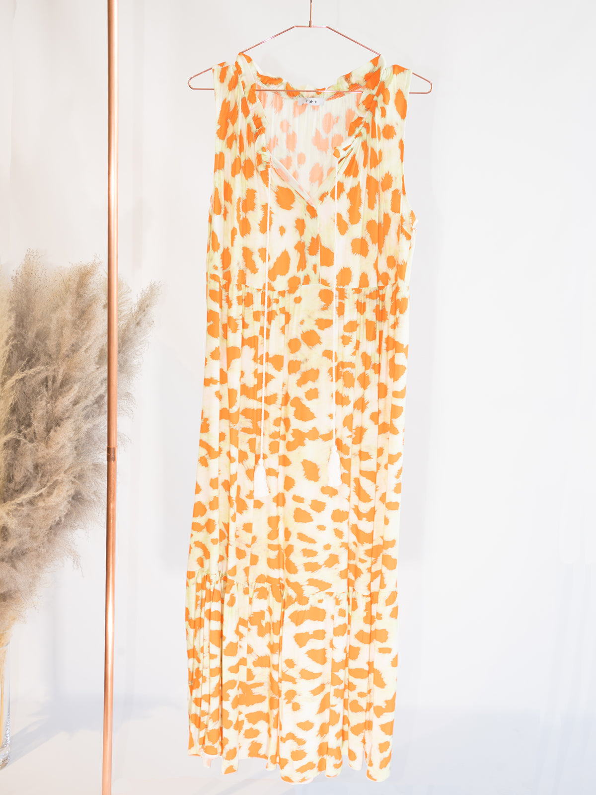 Langes, ärmelloses Kleid - grün orange - Mila