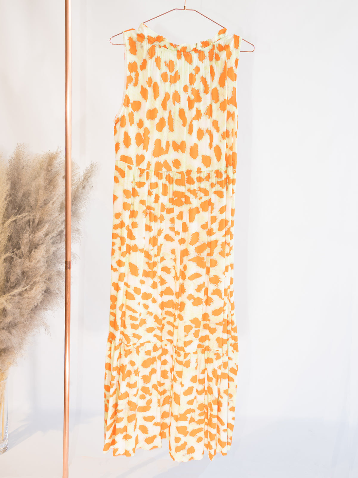 Langes, ärmelloses Kleid - grün orange - Mila