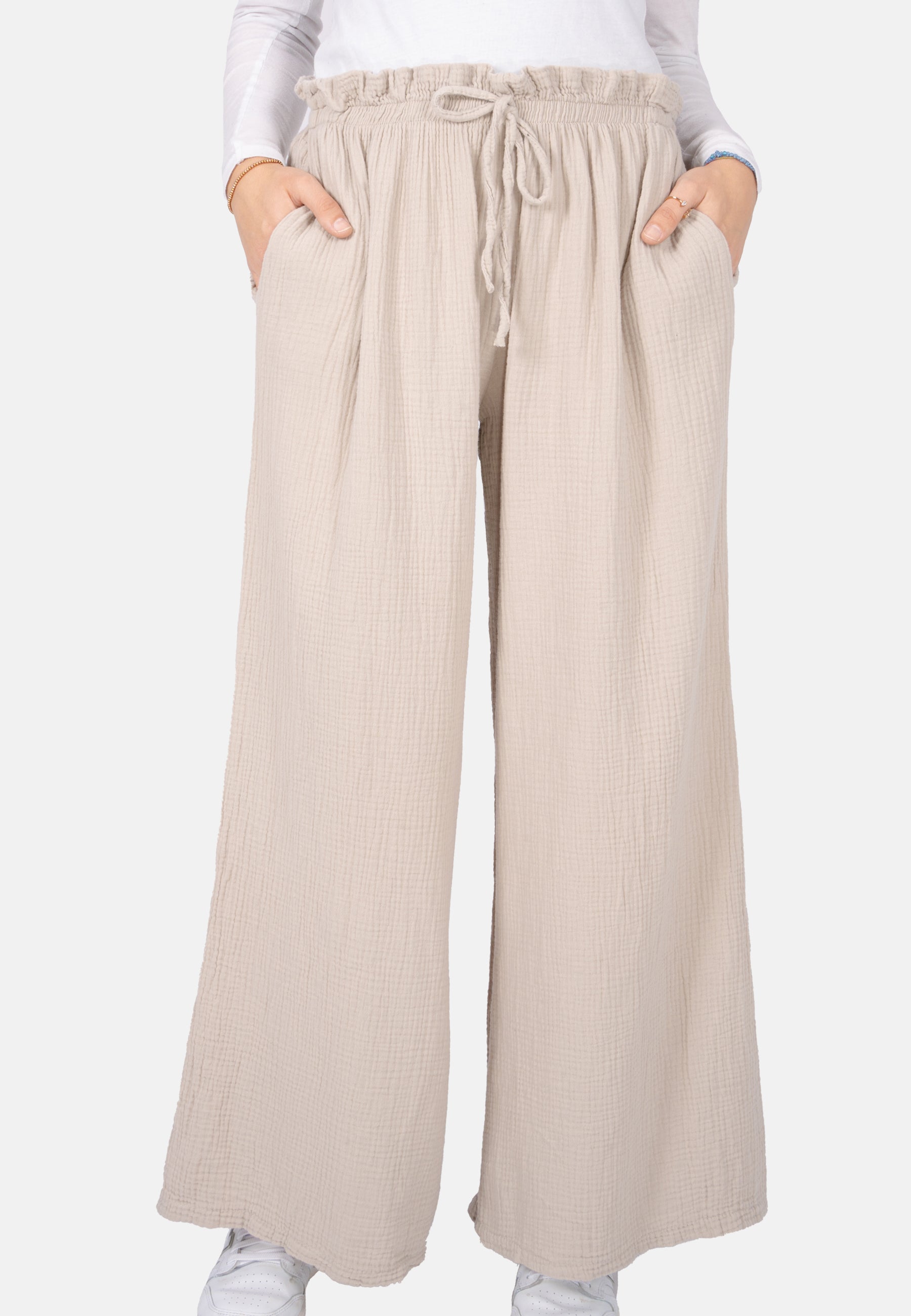 Lockere Musselinhose - beige - Liska
