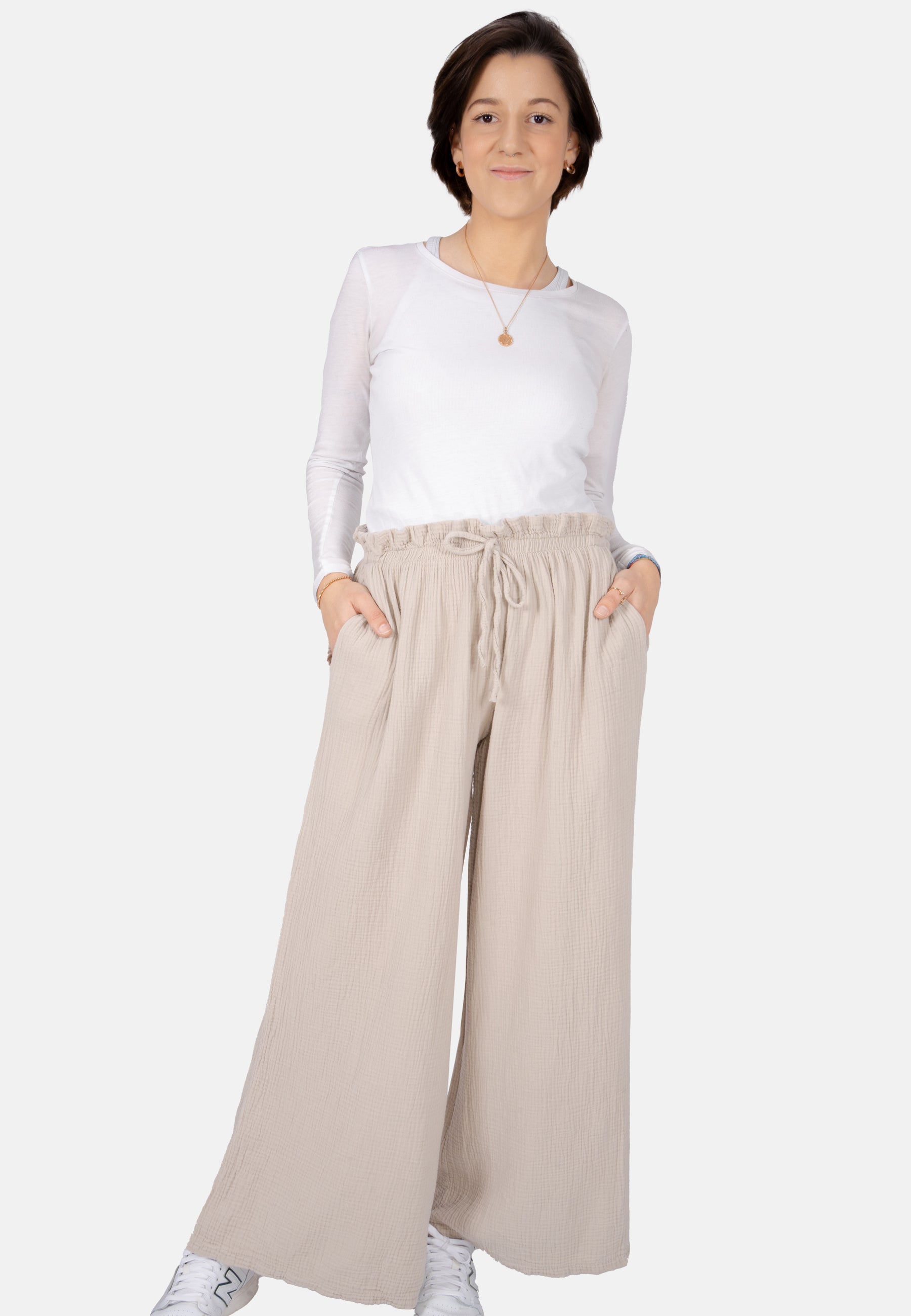 Lockere Musselinhose - beige - Liska