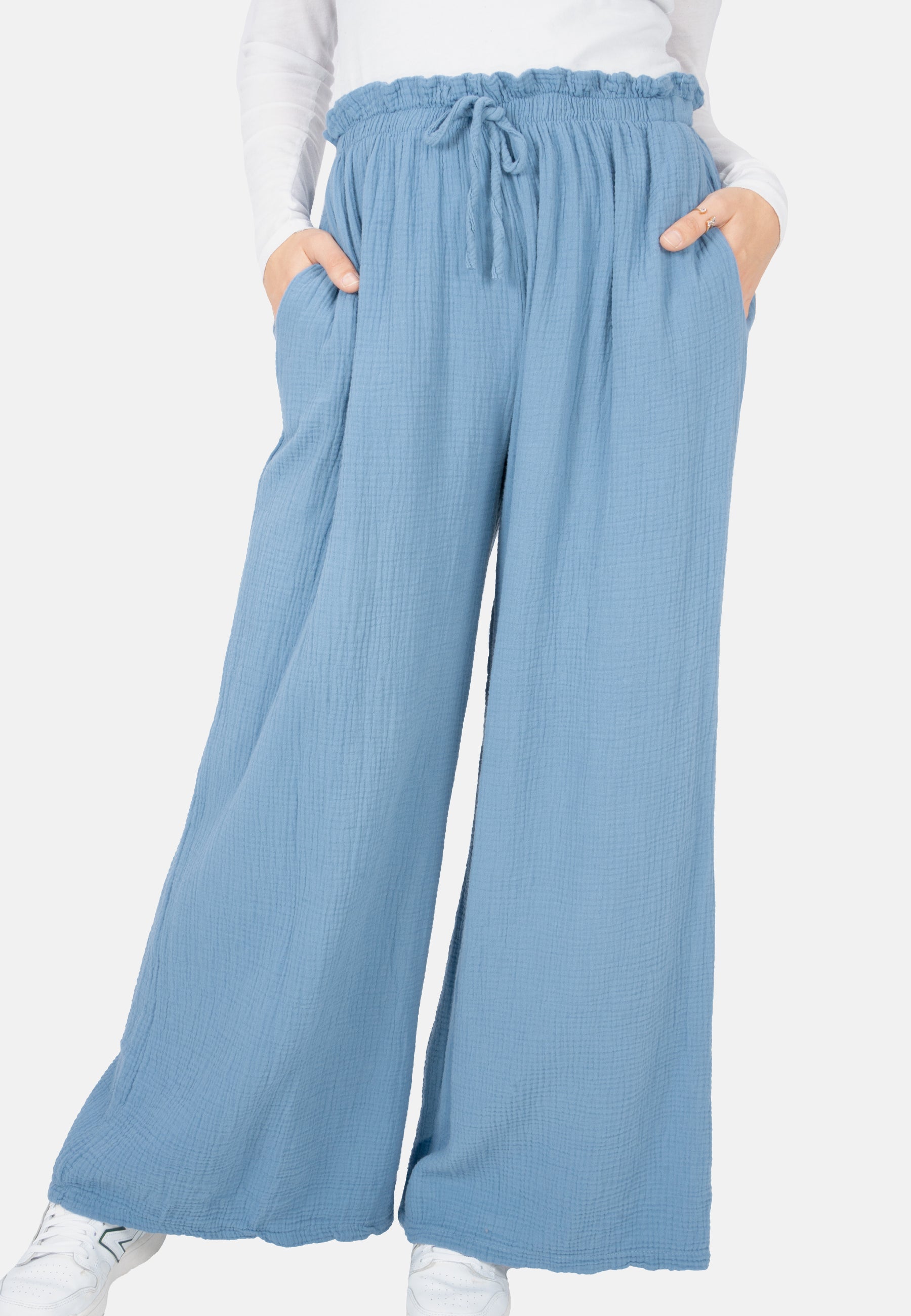 Lockere Musselinhose - jeansblau - Liska