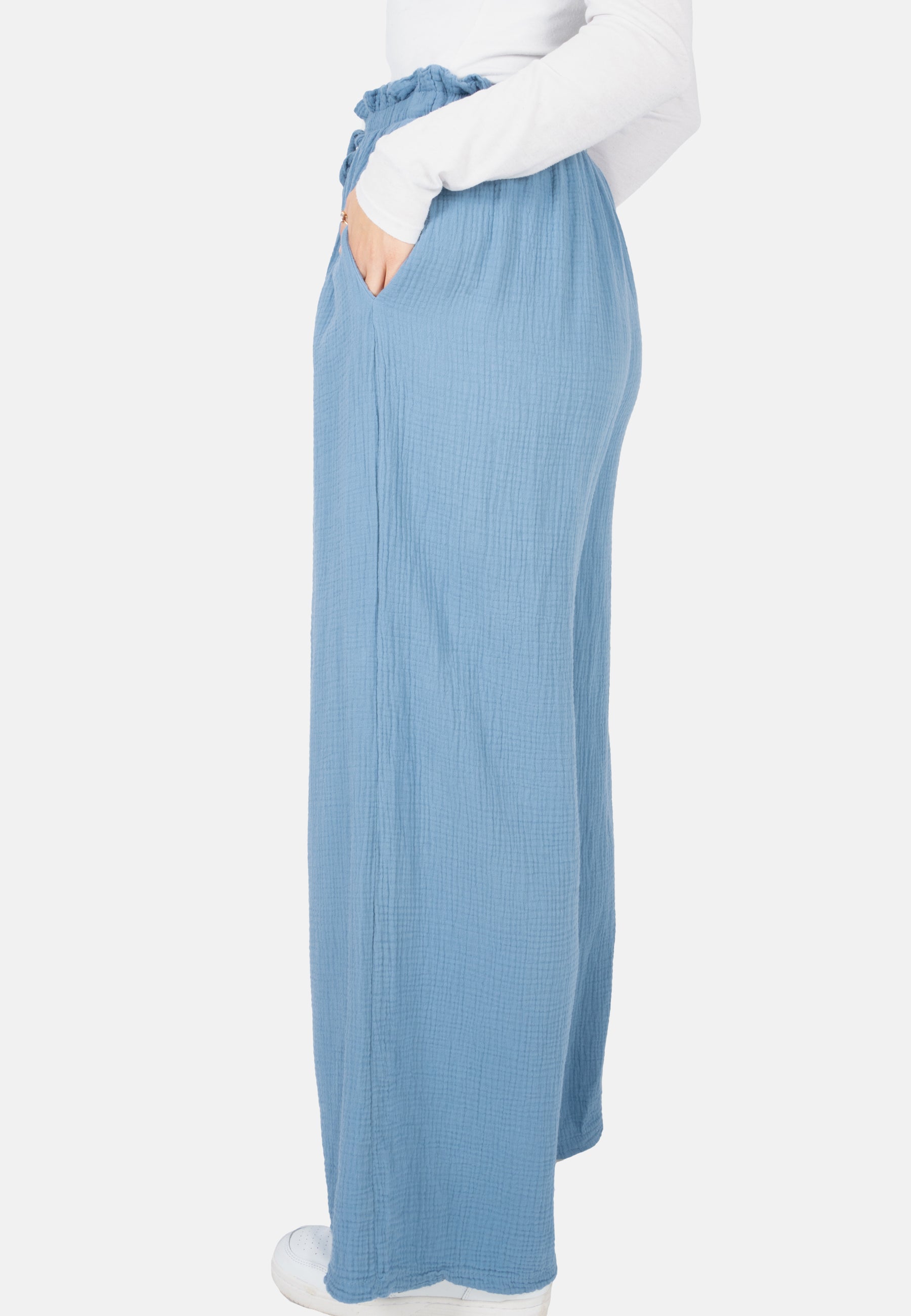 Lockere Musselinhose - jeansblau - Liska