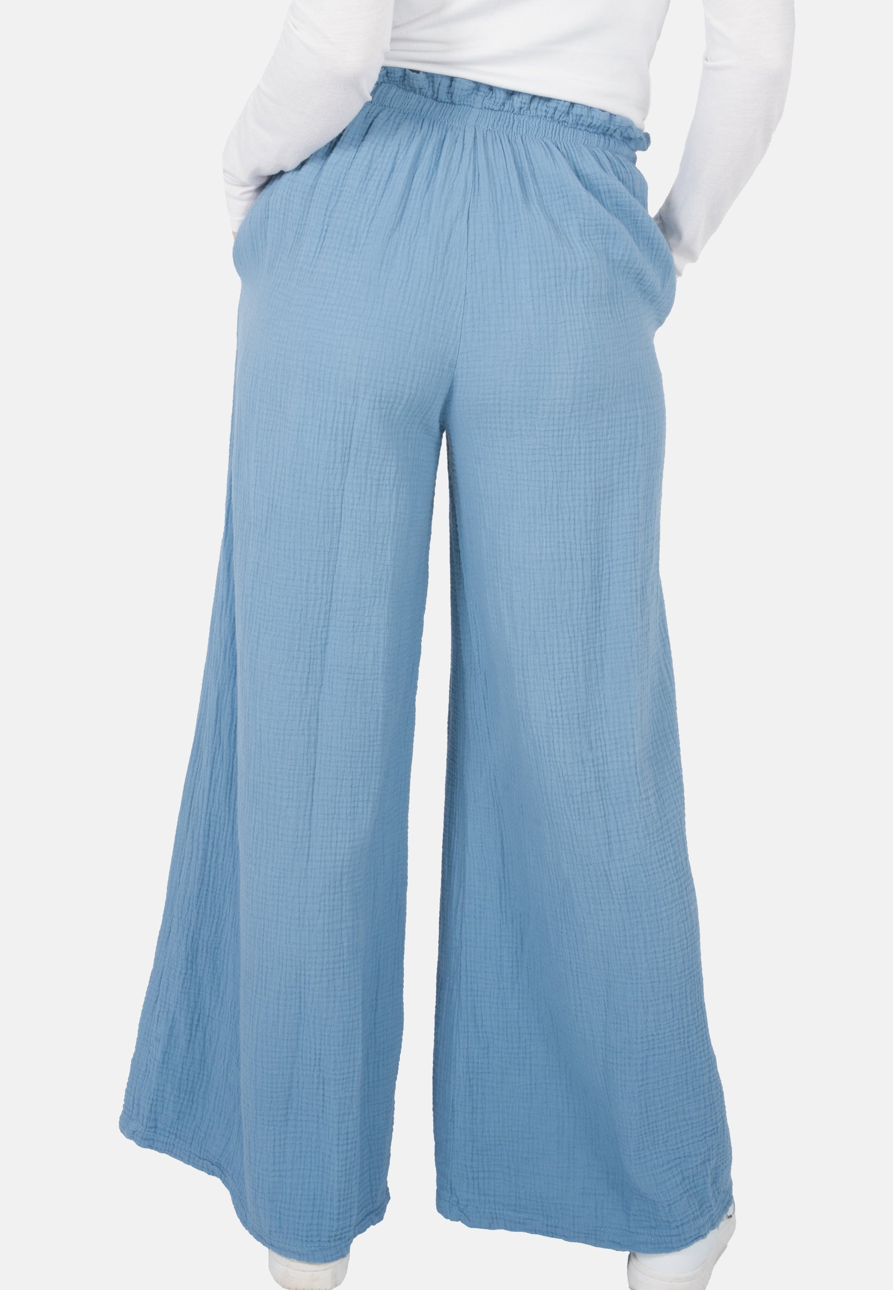 Lockere Musselinhose - jeansblau - Liska