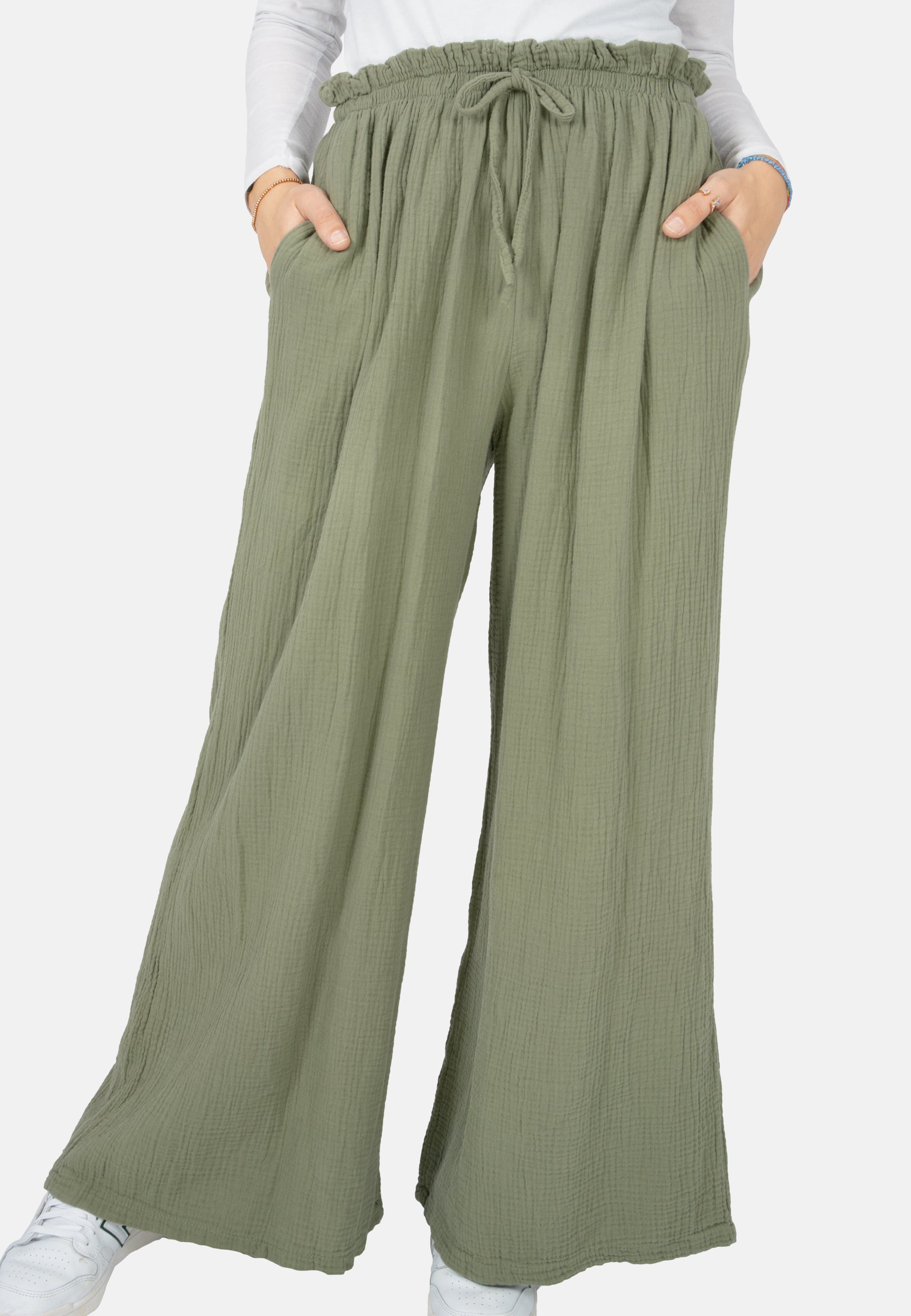 Lockere Musselinhose - khaki - Liska