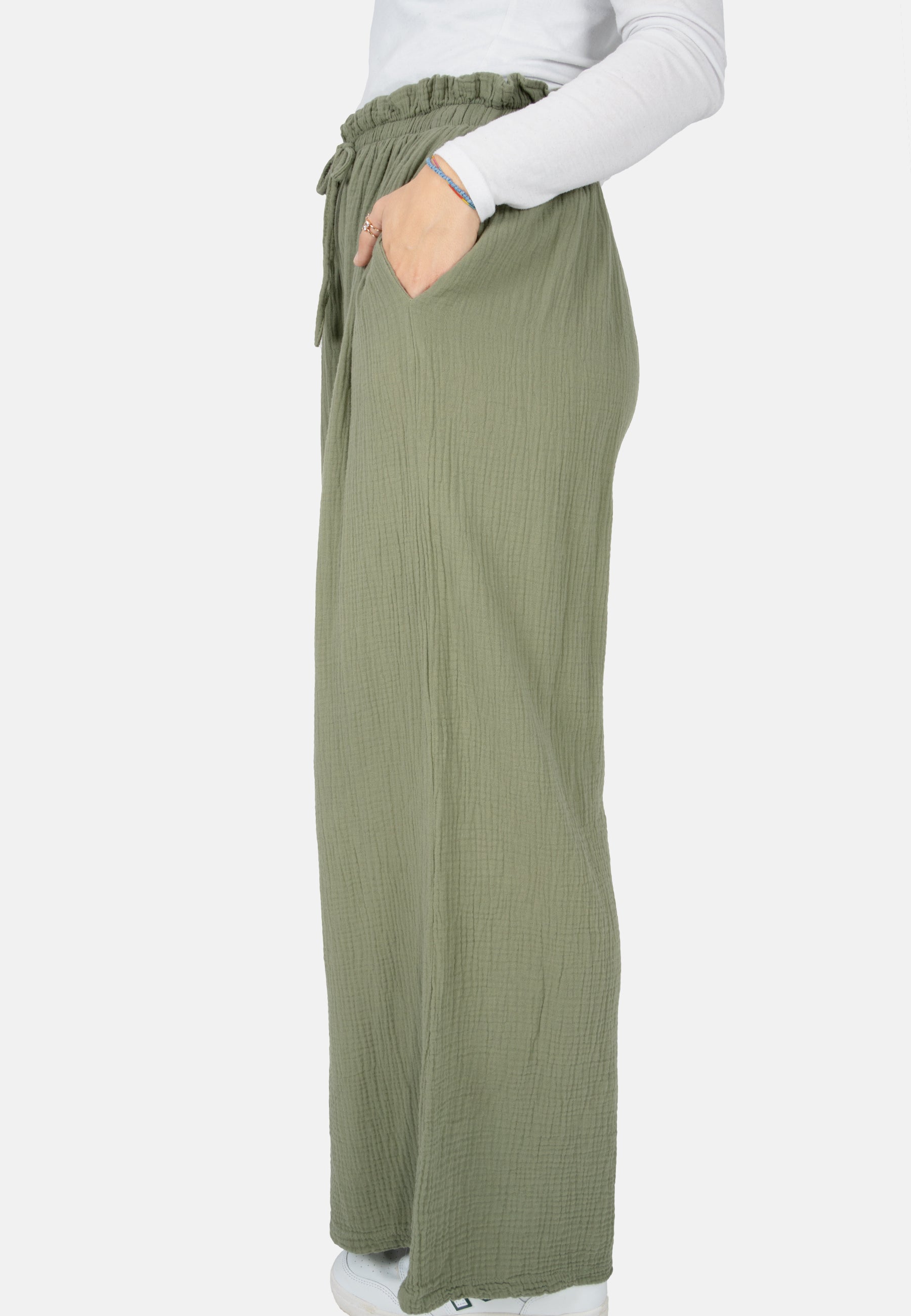 Lockere Musselinhose - khaki - Liska