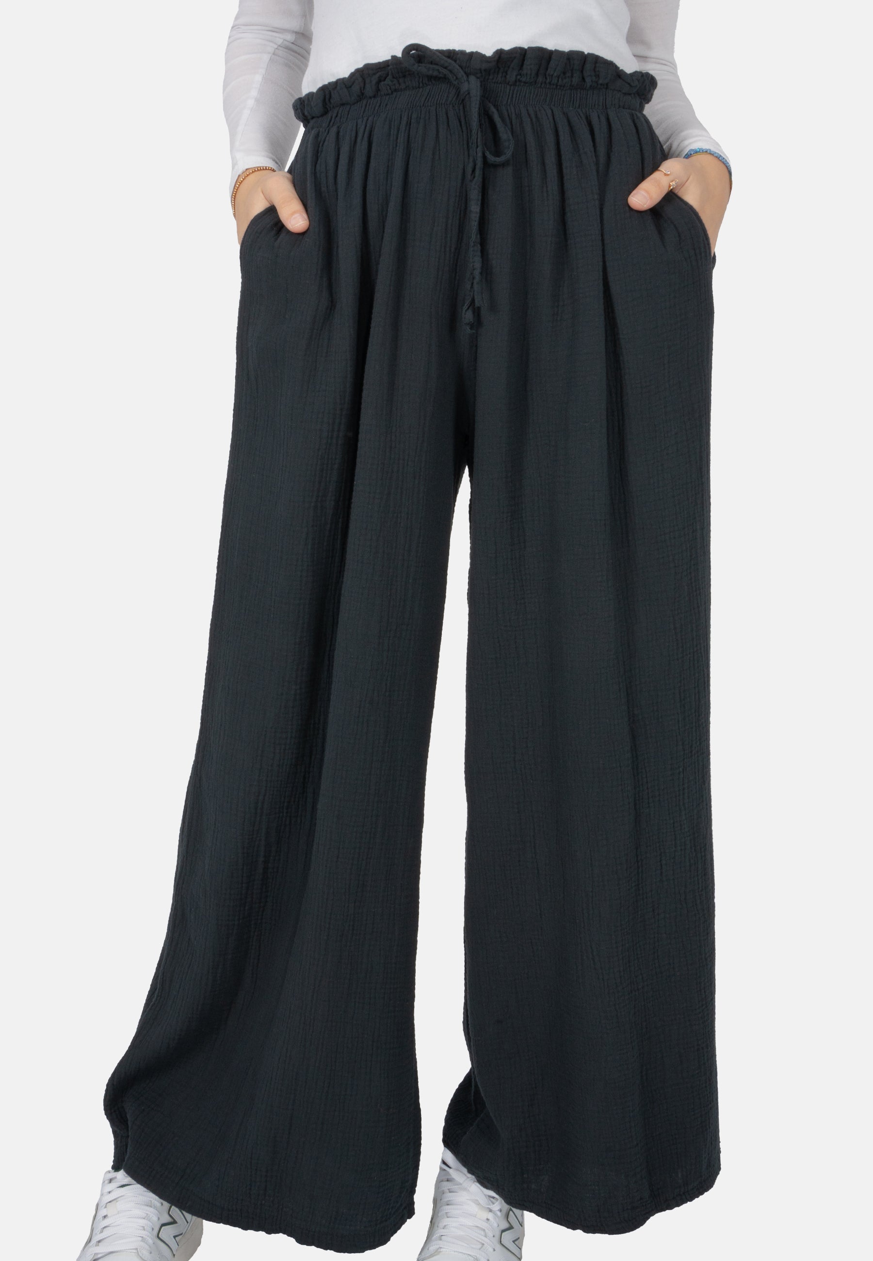 Lockere Musselinhose - schwarz - Liska