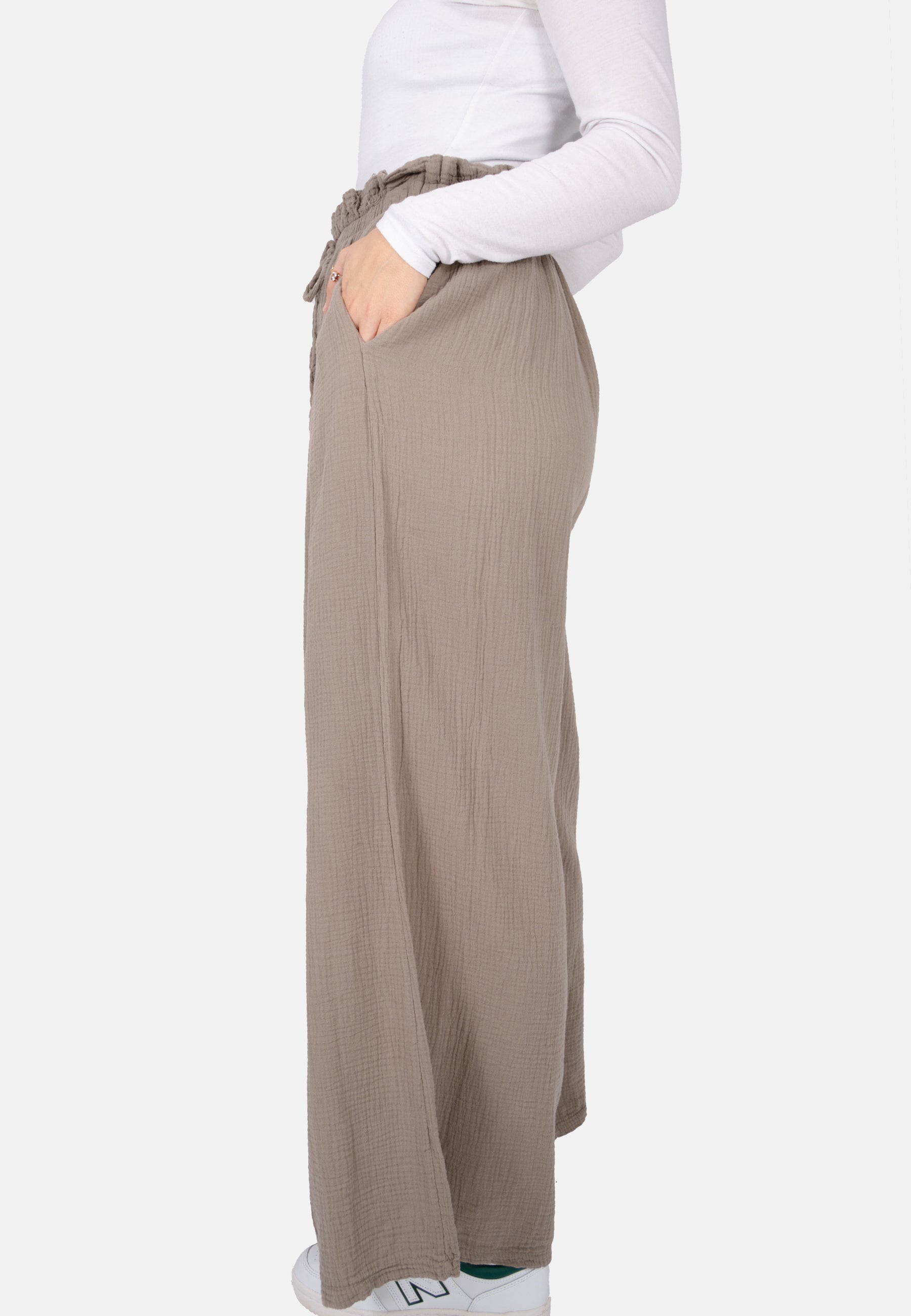Lockere Musselinhose - taupe - Liska