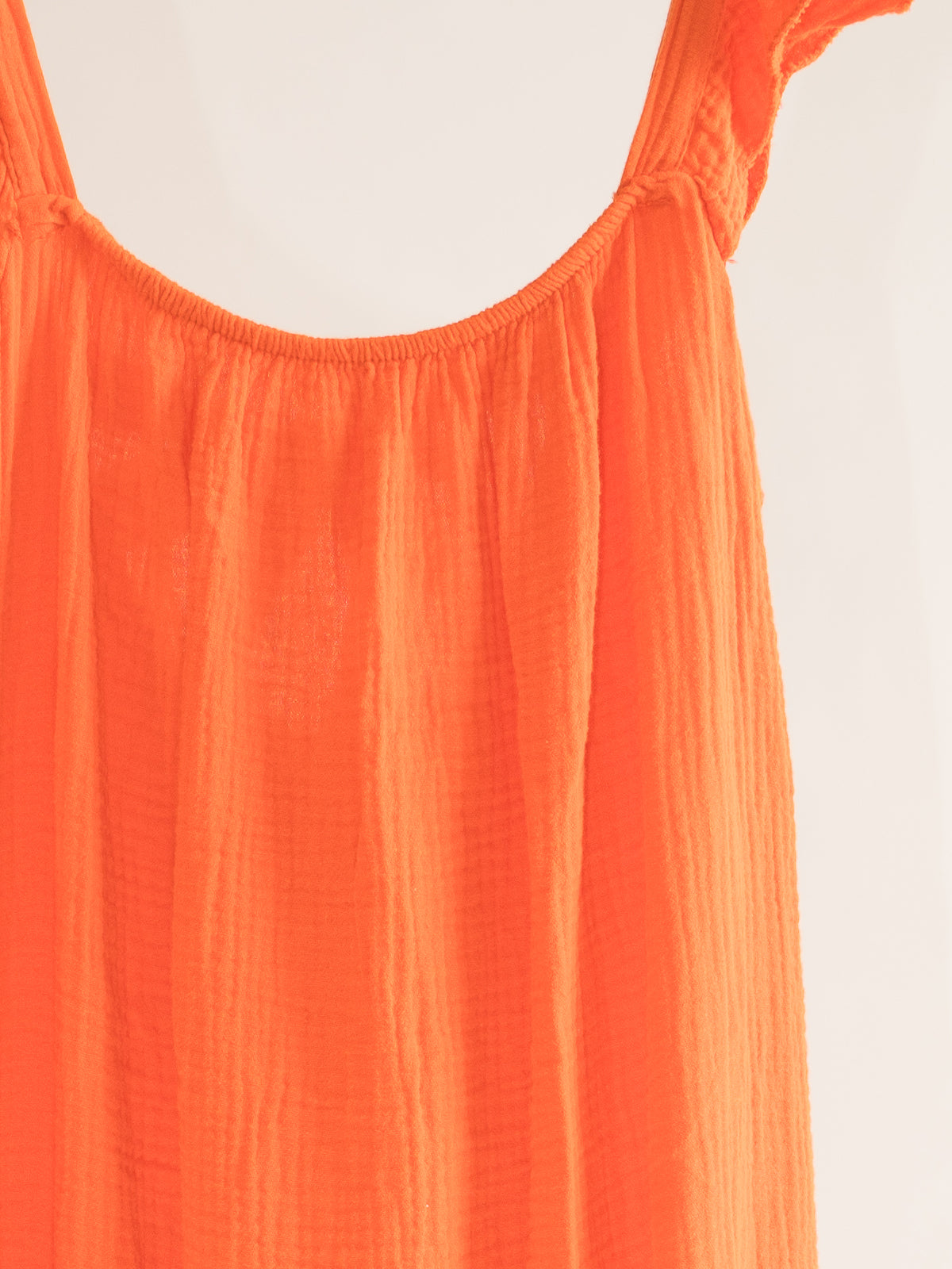 Langes Musselin Kleid mit Rüschen und Schleife - orange - Ray