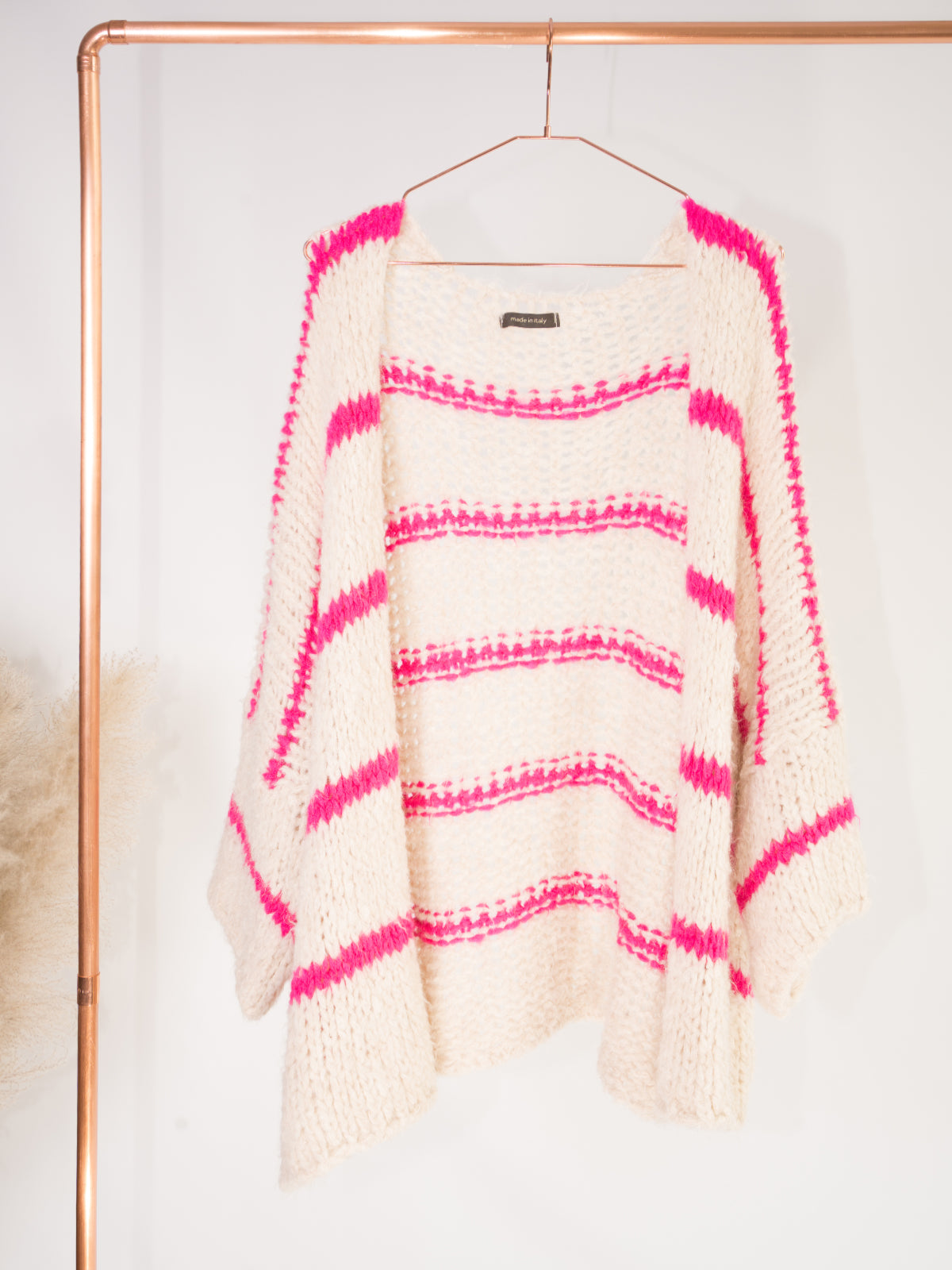 Oversize Strick Cardigan - creme pink