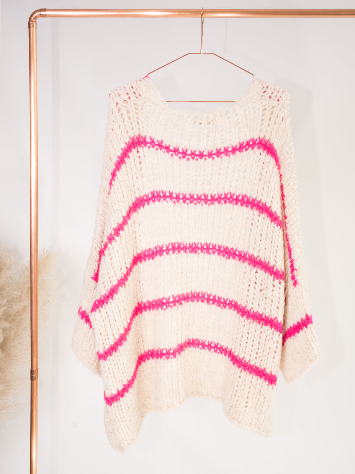 Oversize Strick Cardigan - creme pink