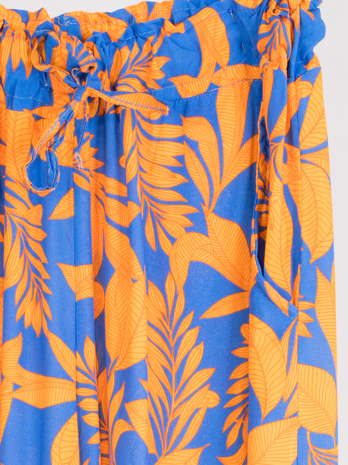 Hose mit Blattmuster - blau orange - Estra
