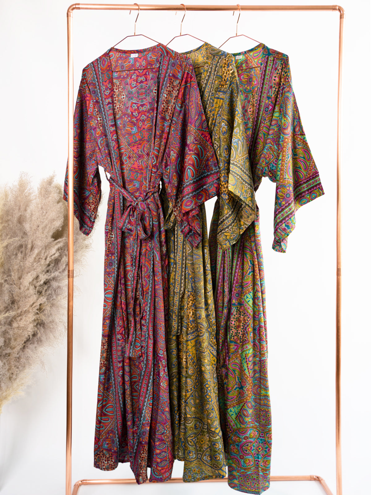 Seiden Kimono - gelb Muster - Nami