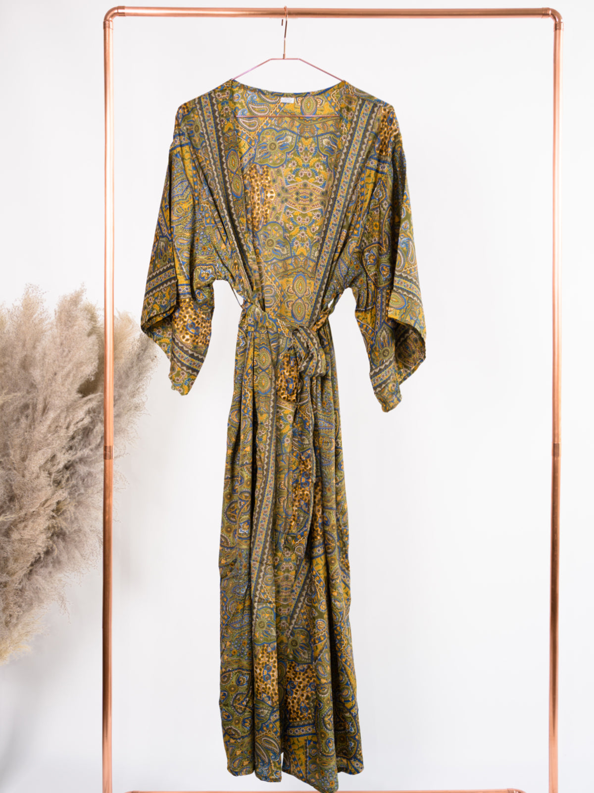 Seiden Kimono - gelb Muster - Nami