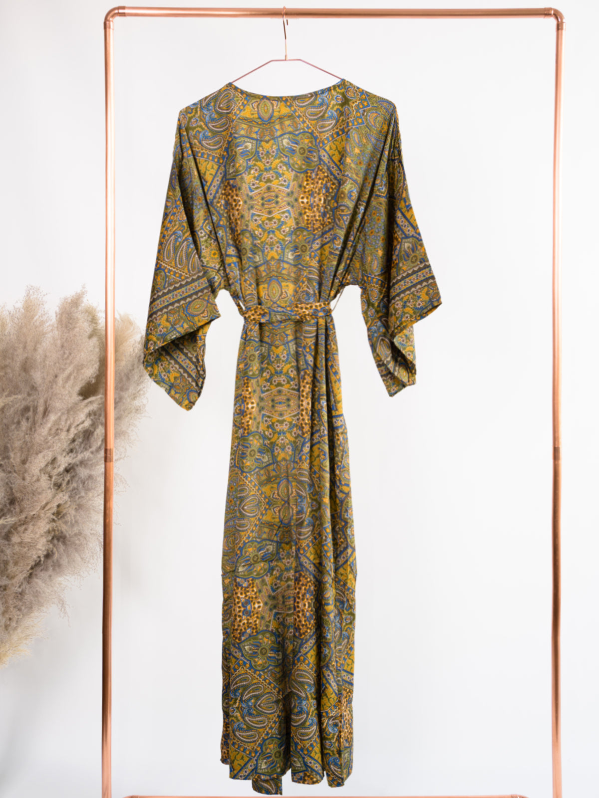 Seiden Kimono - gelb Muster - Nami