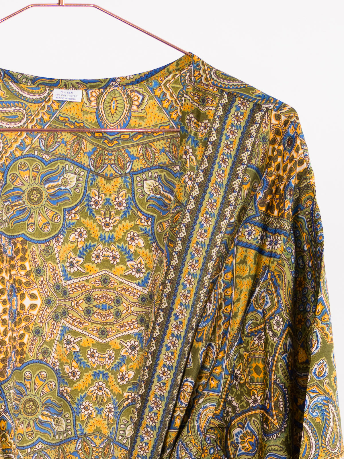 Seiden Kimono - gelb Muster - Nami