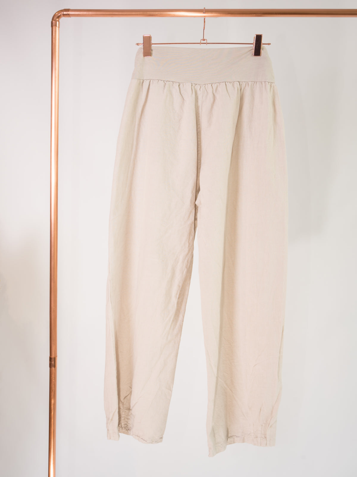 Lockere Damen Leinenhose - beige - Clara