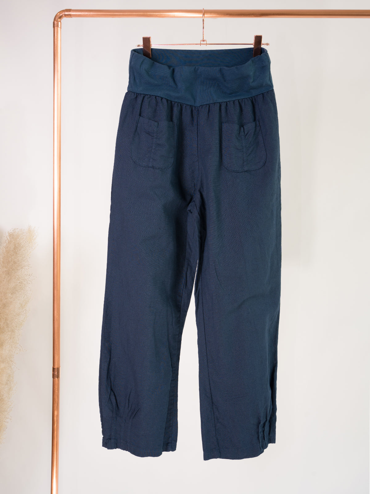 Lockere Damen Leinenhose - dunkelblau - Clara
