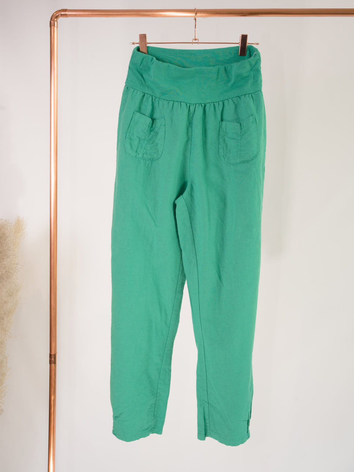 Lockere Damen Leinenhose - smaragdgrün - Clara