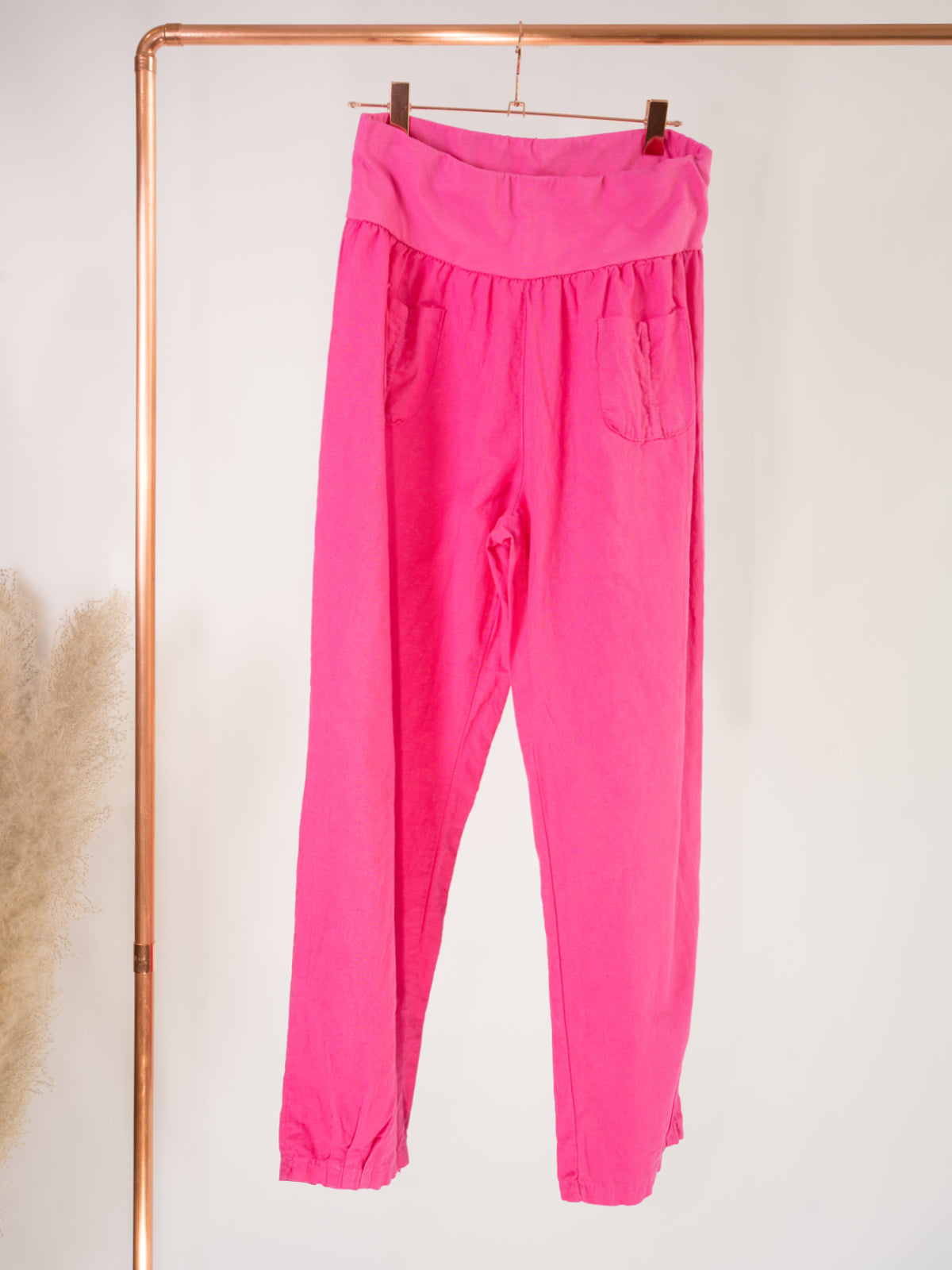 Lockere Damen Leinenhose - pink - Clara