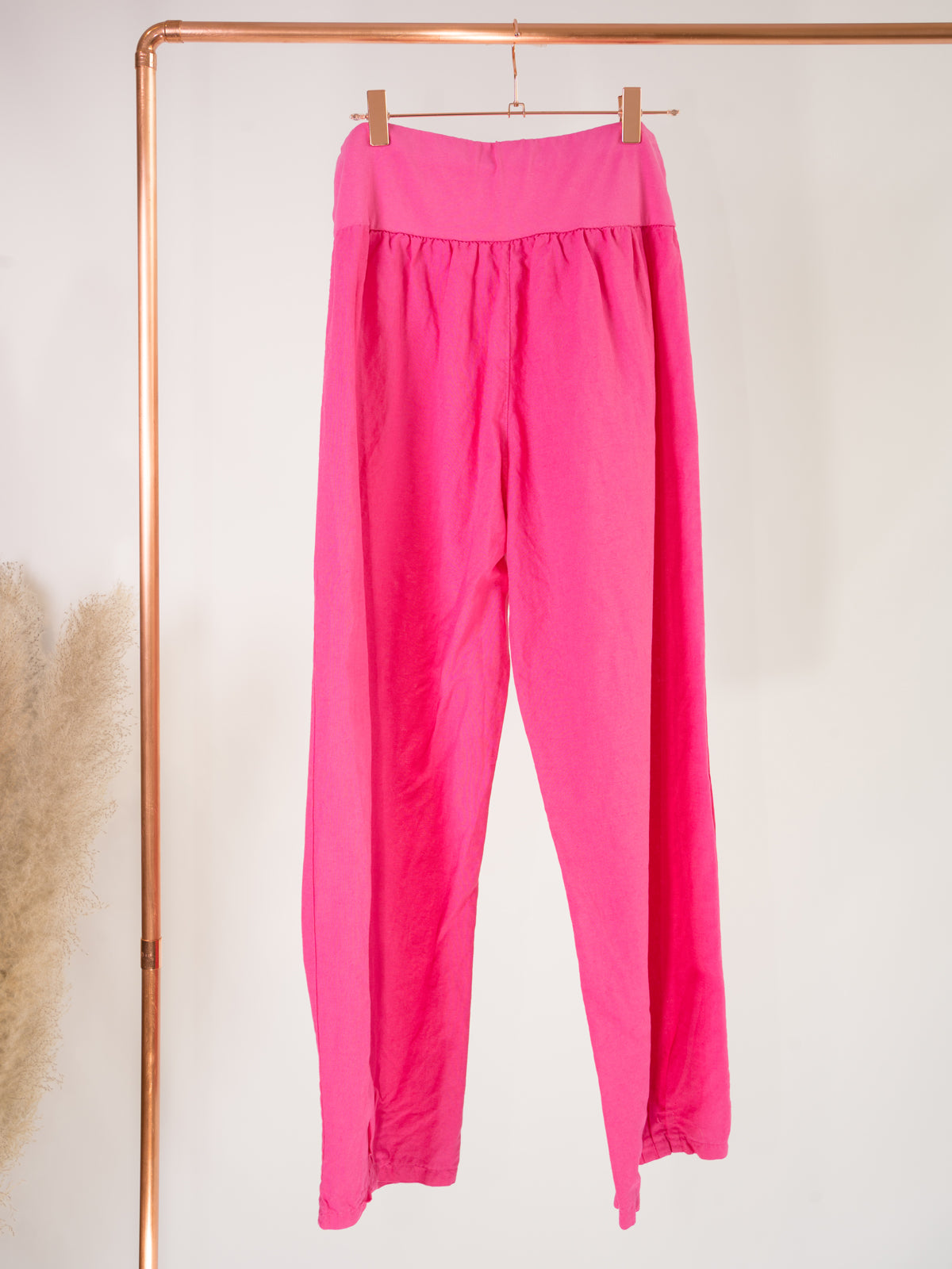 Lockere Damen Leinenhose - pink - Clara