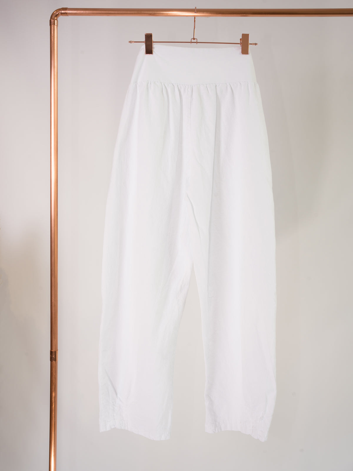 Lockere Damen Leinenhose - weiß - Clara