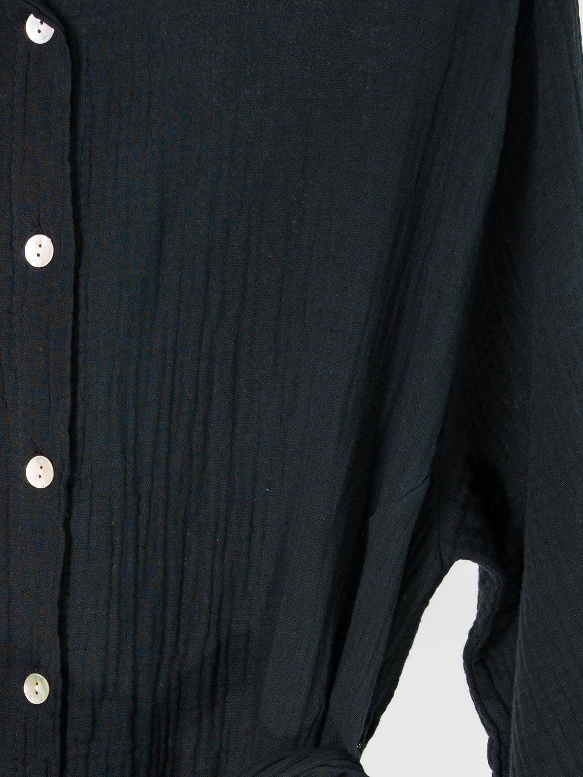 Musselin Kleid mit Bindegürtel - schwarz - Melci