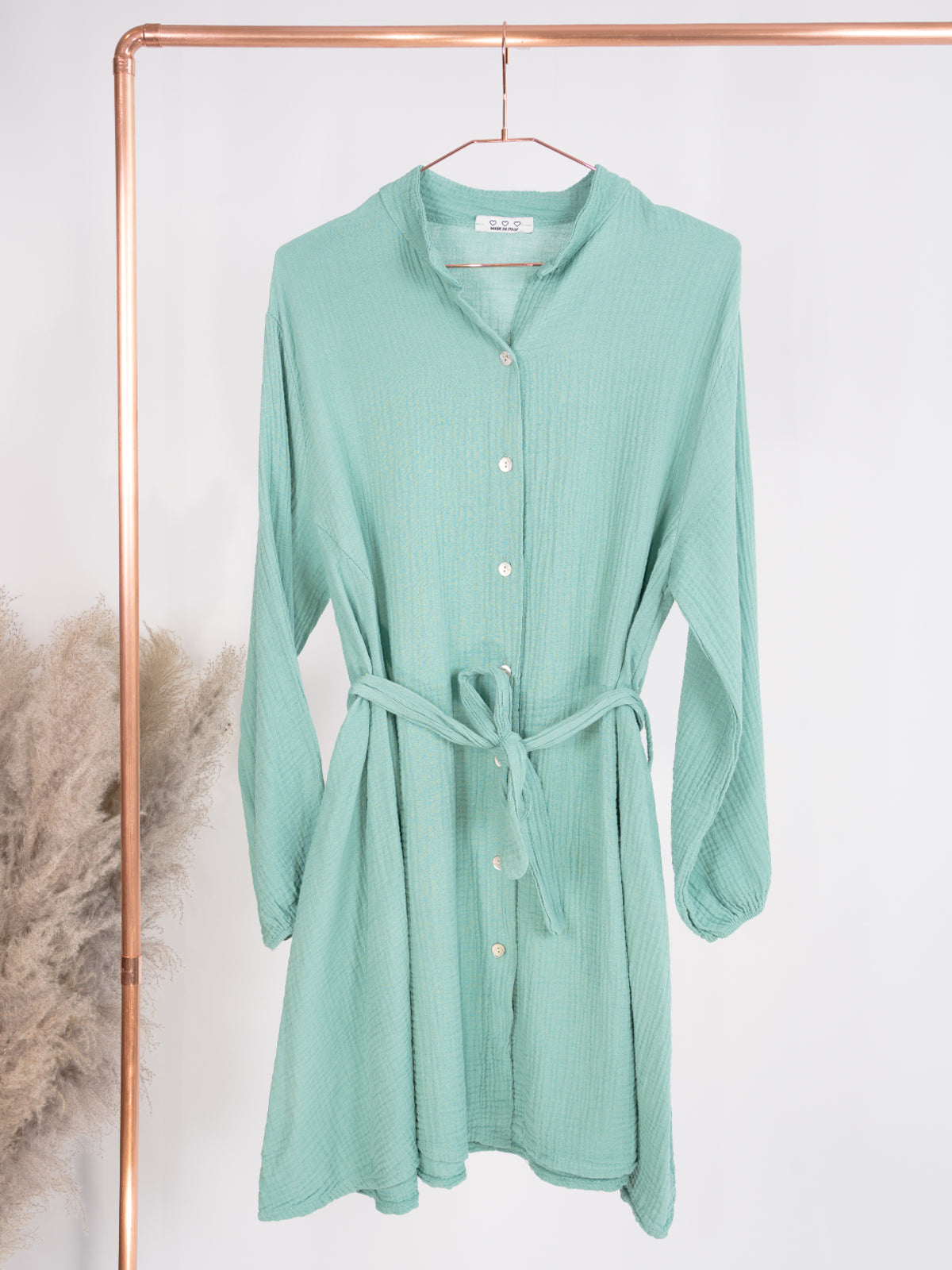 Musselin Kleid mit Bindegürtel - türkis - Melci